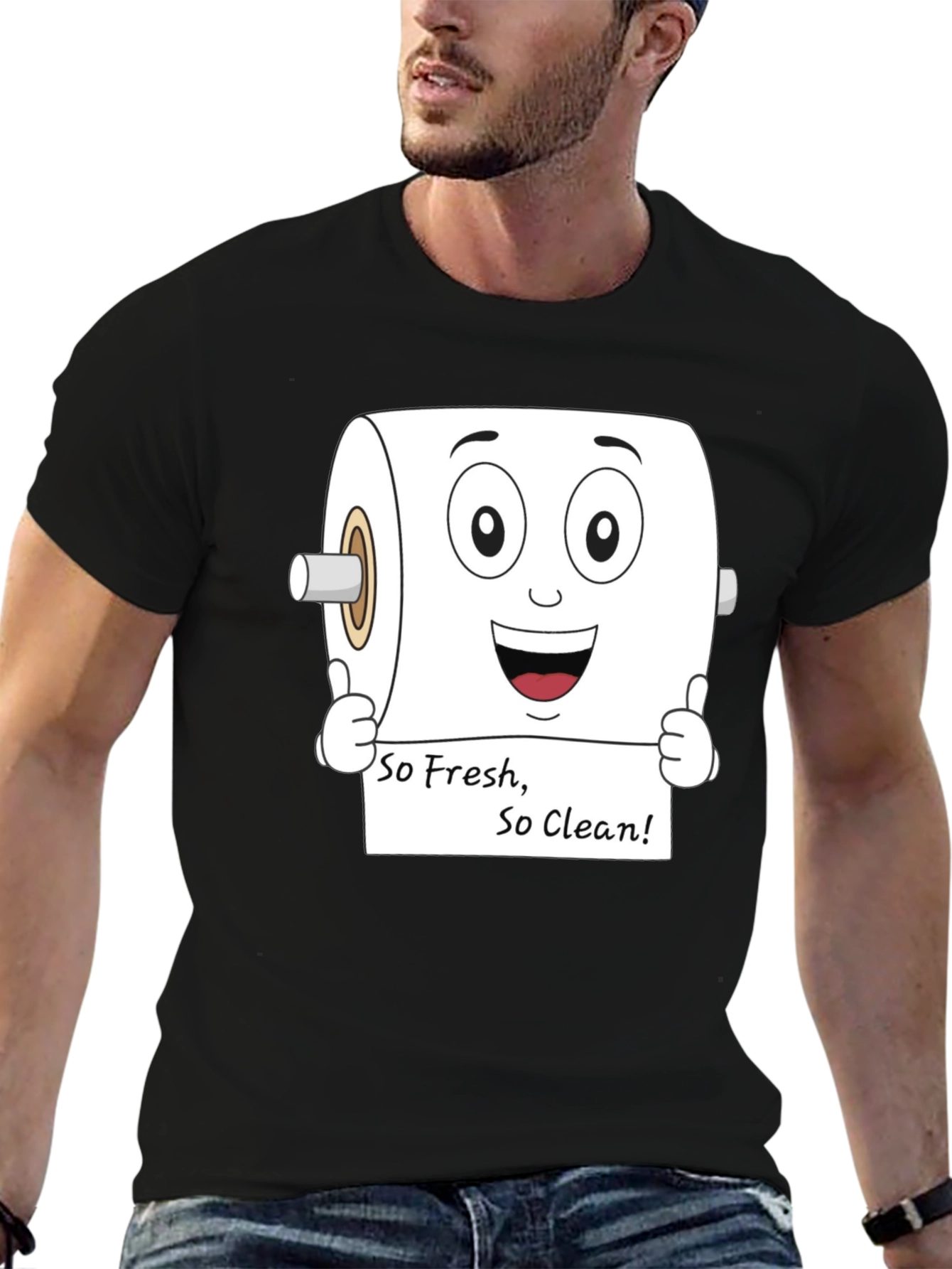Funny Toilet Paper So Fresh Black T-Shirt