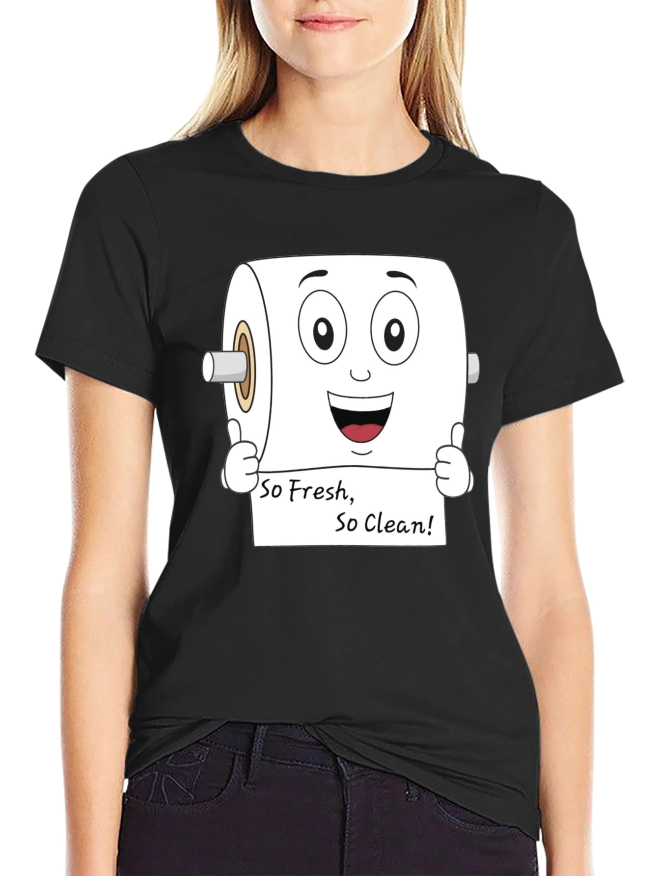 Funny Toilet Paper So Fresh Black T-Shirt