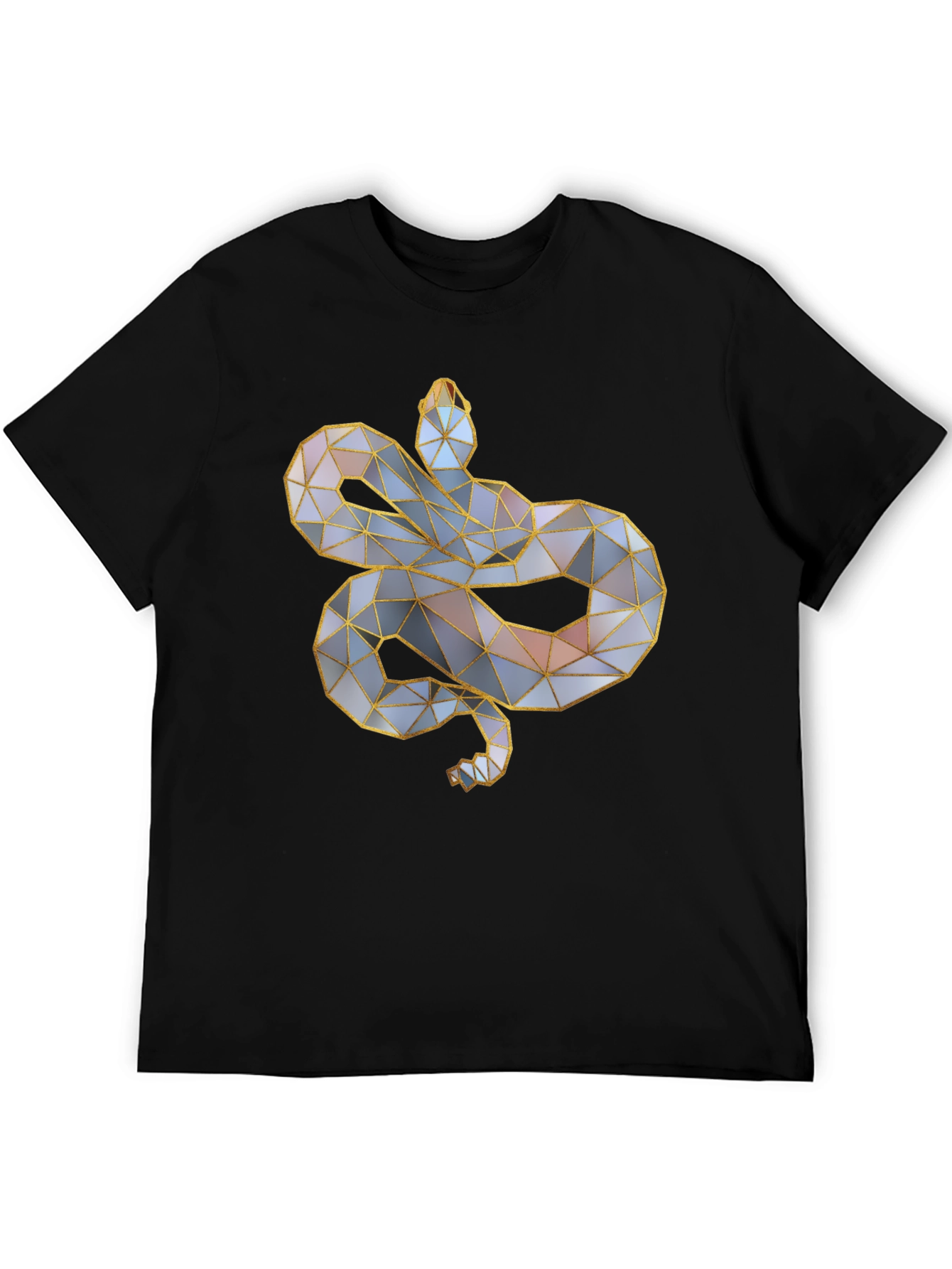 Geometric Snake Graphic Tee - Modern Style