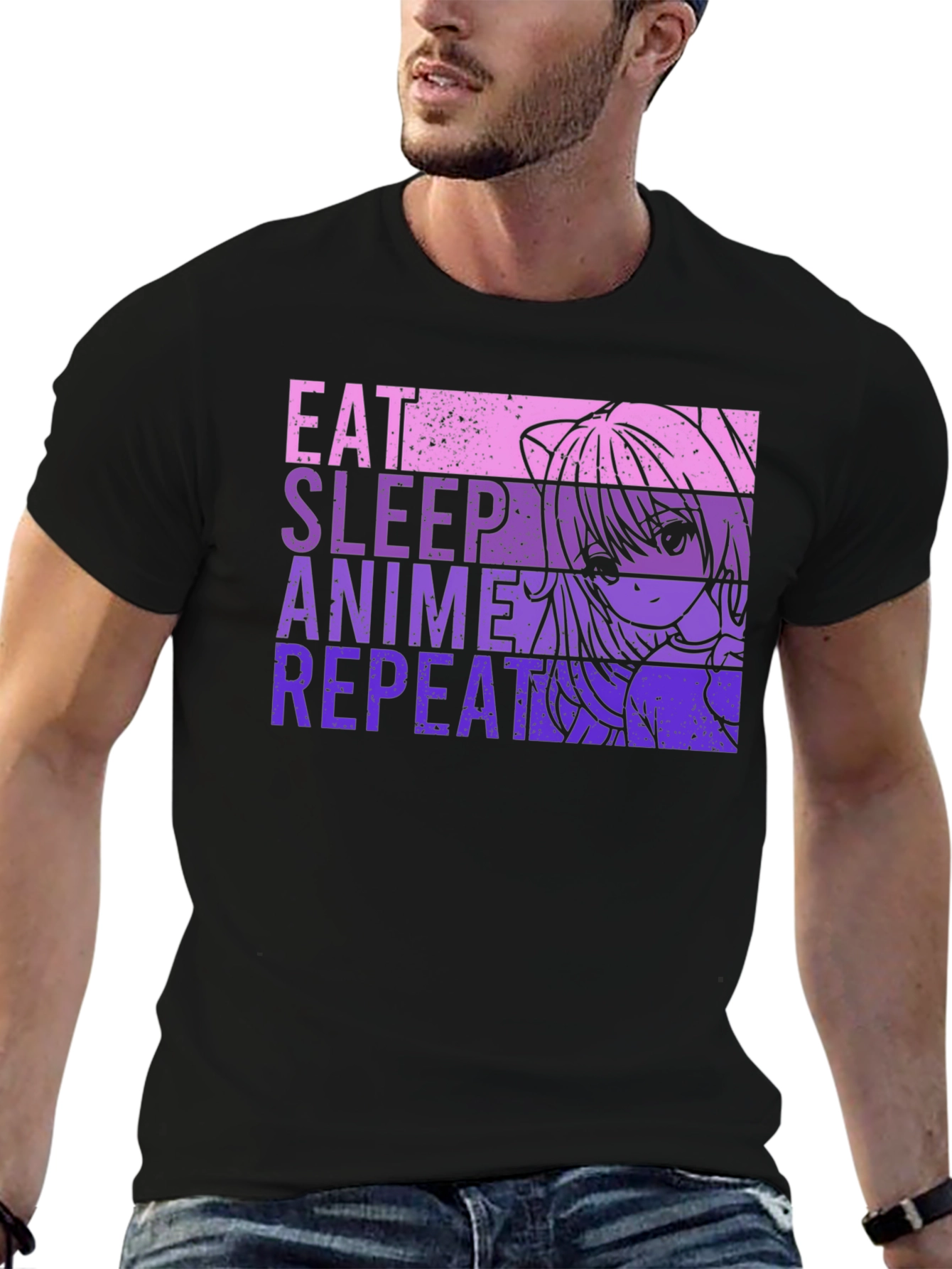 Eat Sleep Anime Repeat Graphic Tee