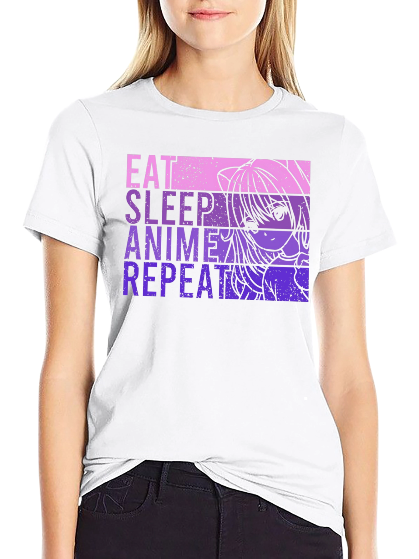 Eat Sleep Anime Repeat Graphic Tee