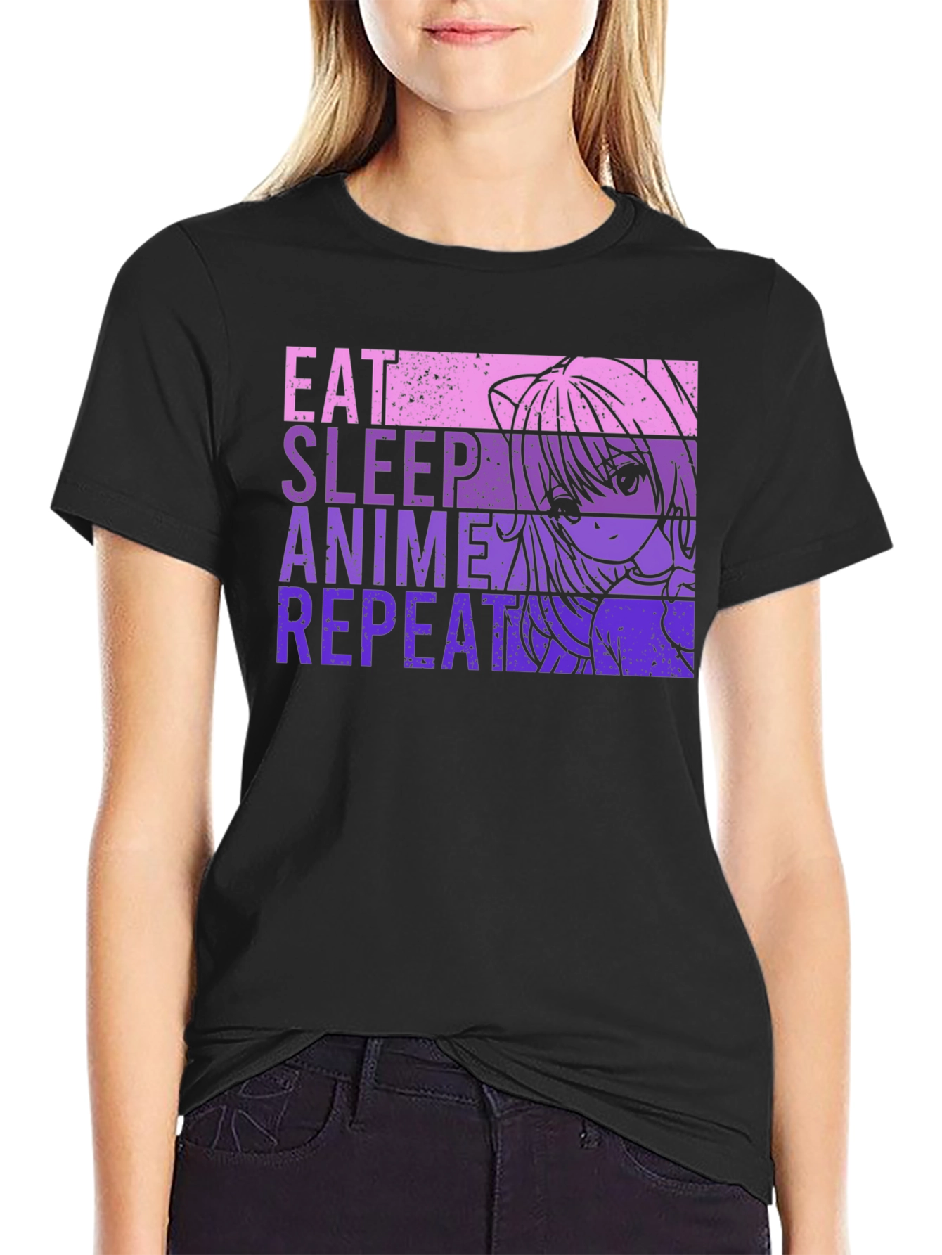 Eat Sleep Anime Repeat Graphic Tee