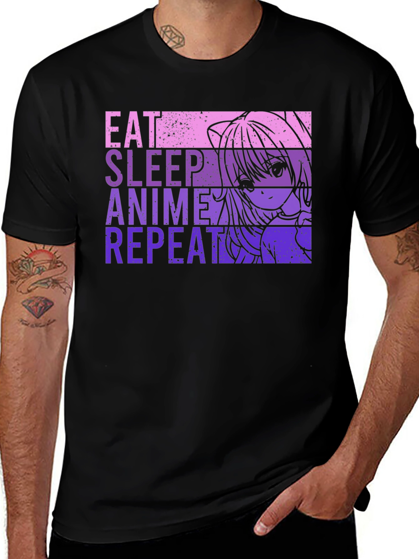 Eat Sleep Anime Repeat Graphic Tee
