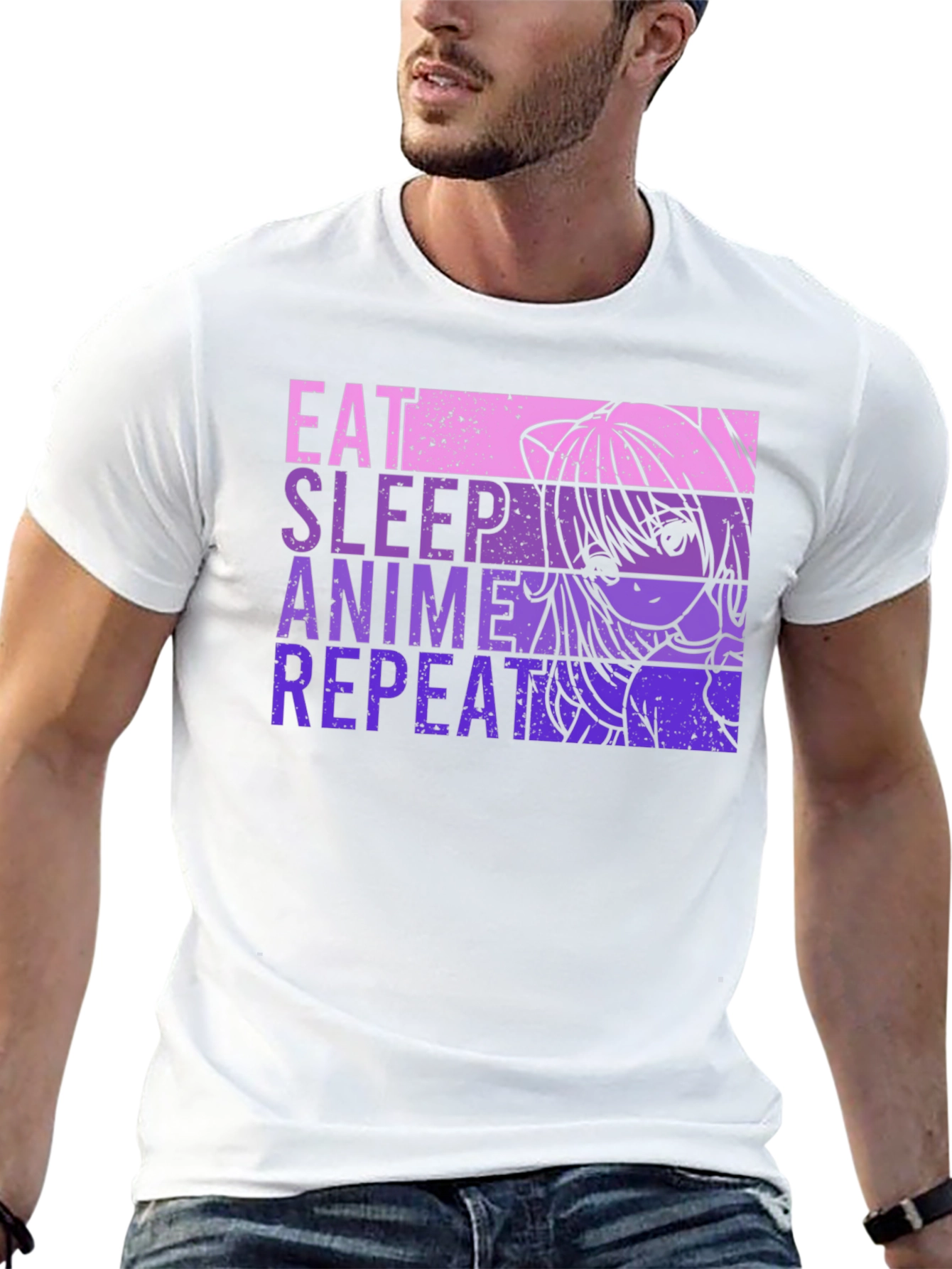 Eat Sleep Anime Repeat Graphic Tee