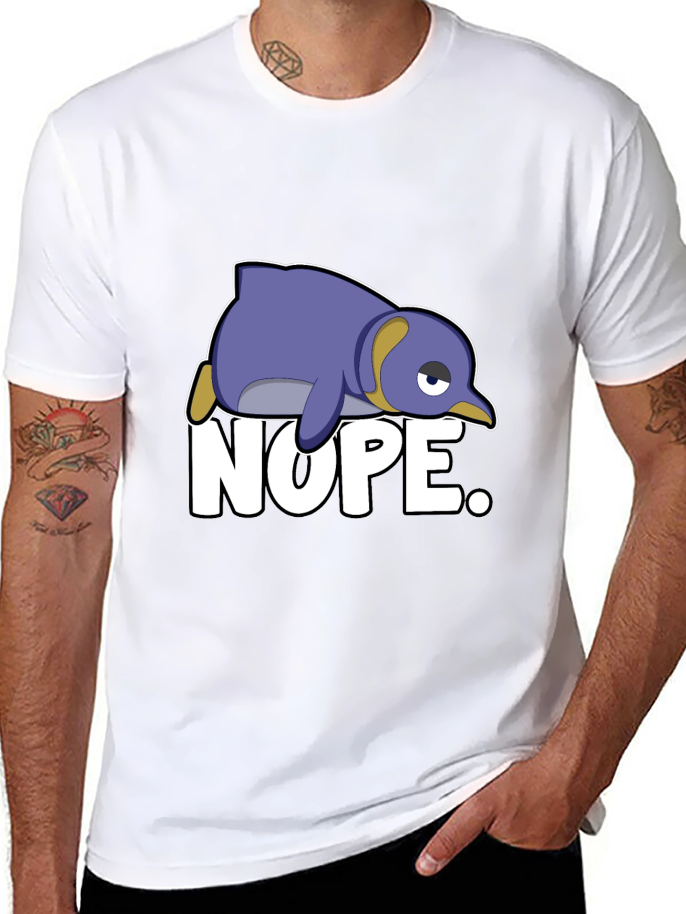 Nope Penguin T-Shirt - Funny Cartoon Graphic Tee