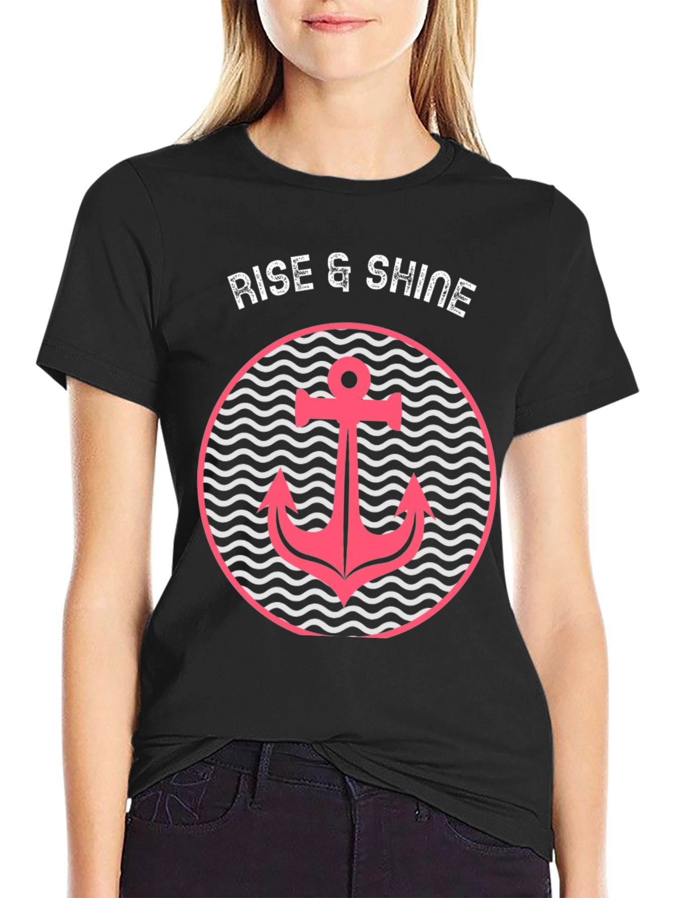 Rise & Shine Anchor Graphic Black Tee