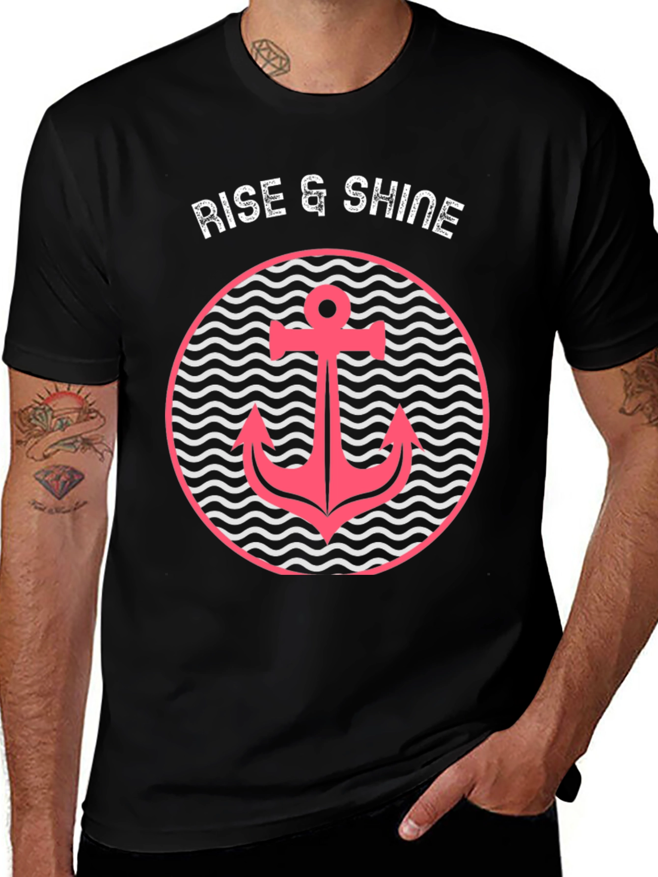 Rise & Shine Anchor Graphic Black Tee