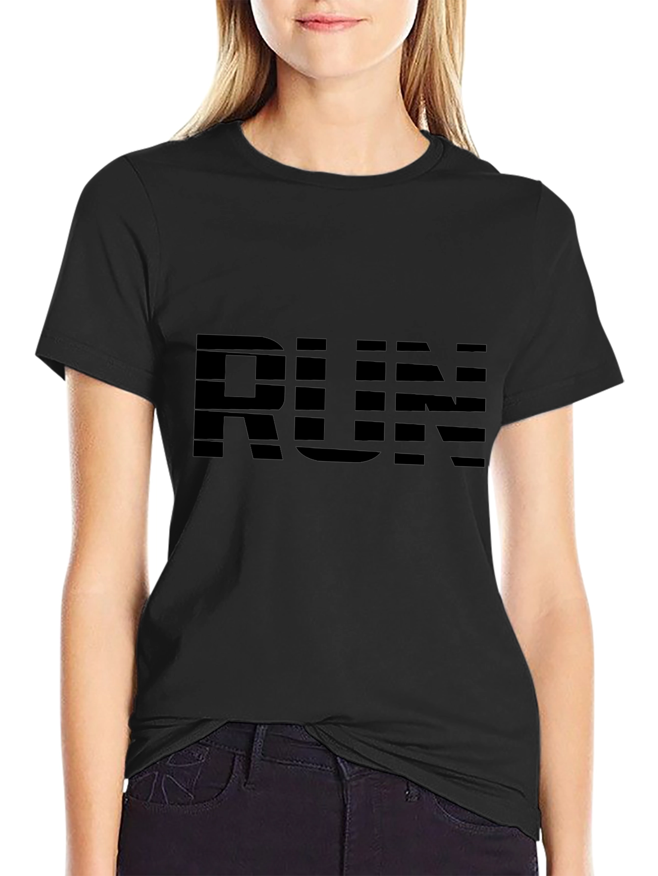 Mens Black RUN Graphic T-Shirt - Activewear