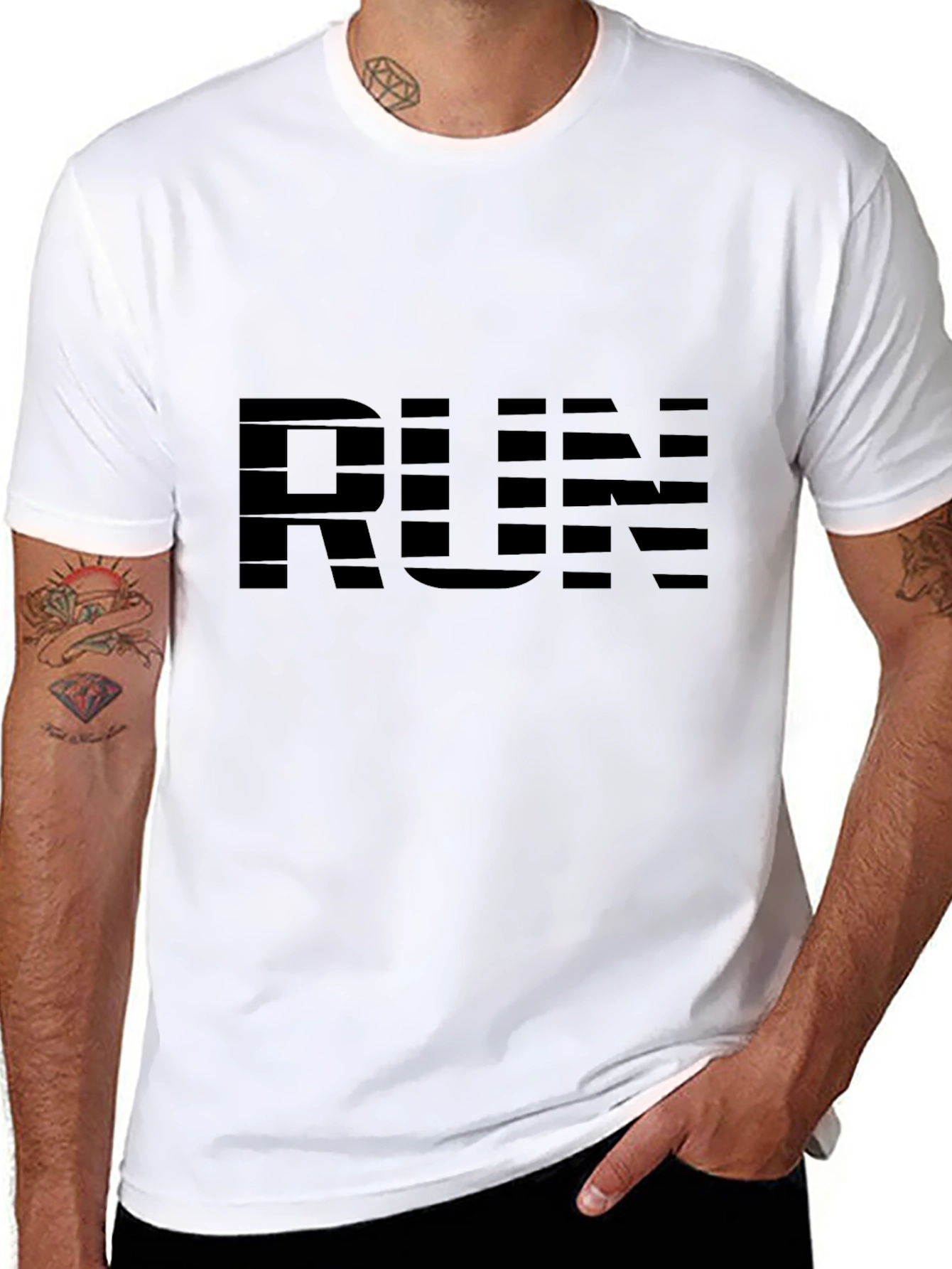 Mens Black RUN Graphic T-Shirt - Activewear