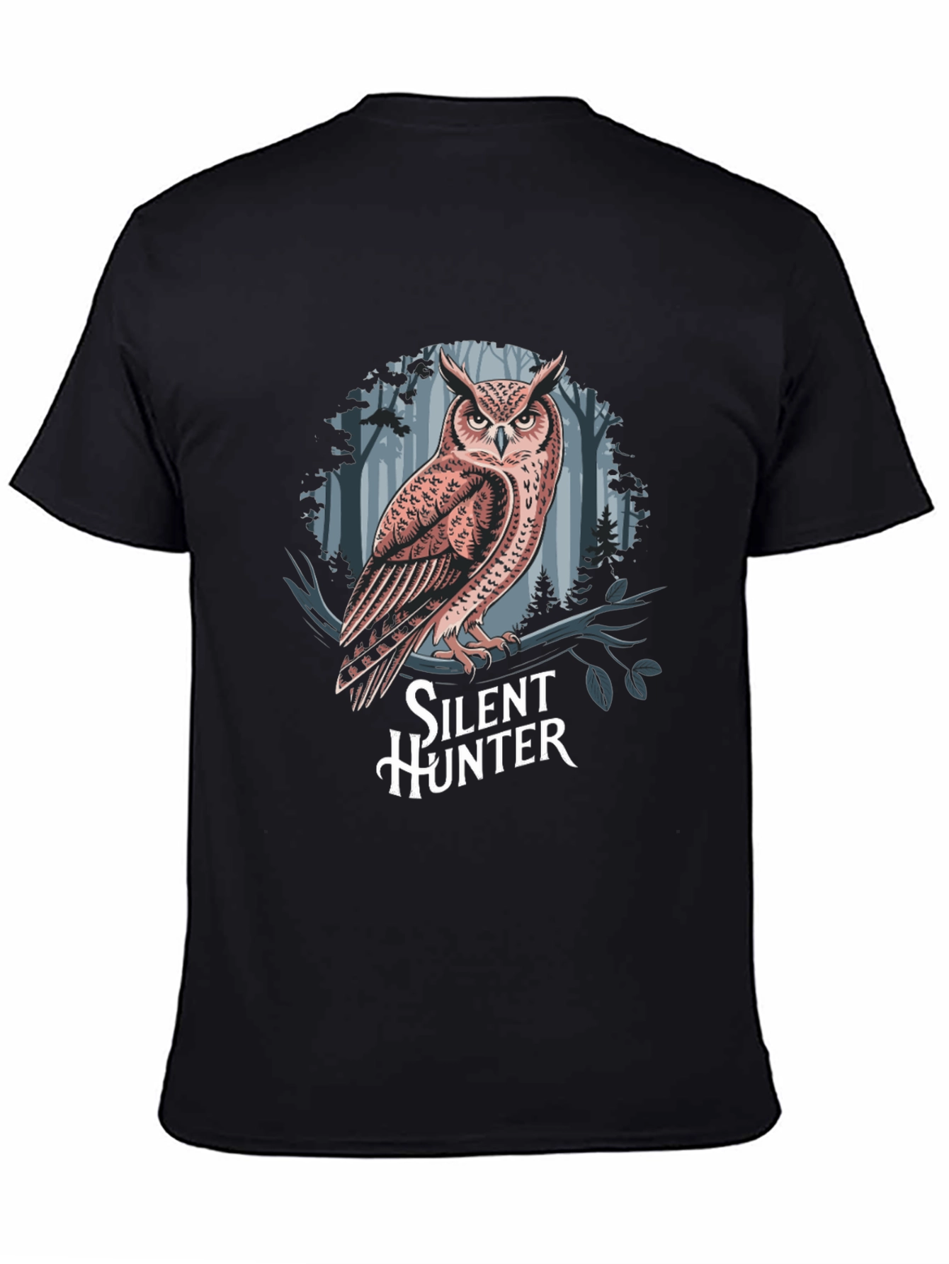 Silent Hunter Owl Graphic T-Shirt - Black