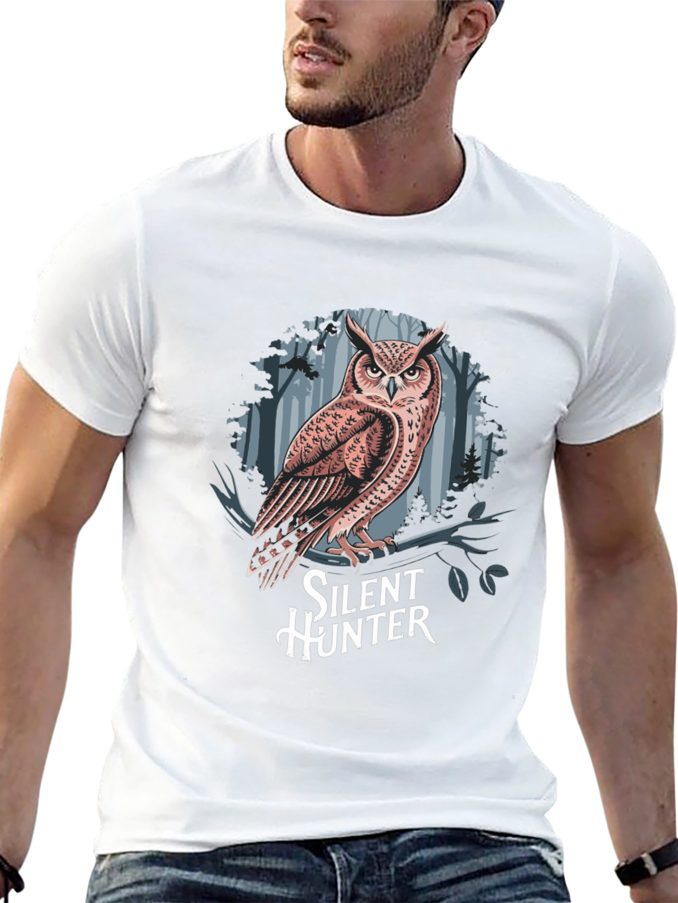 Silent Hunter Owl Graphic T-Shirt - Black