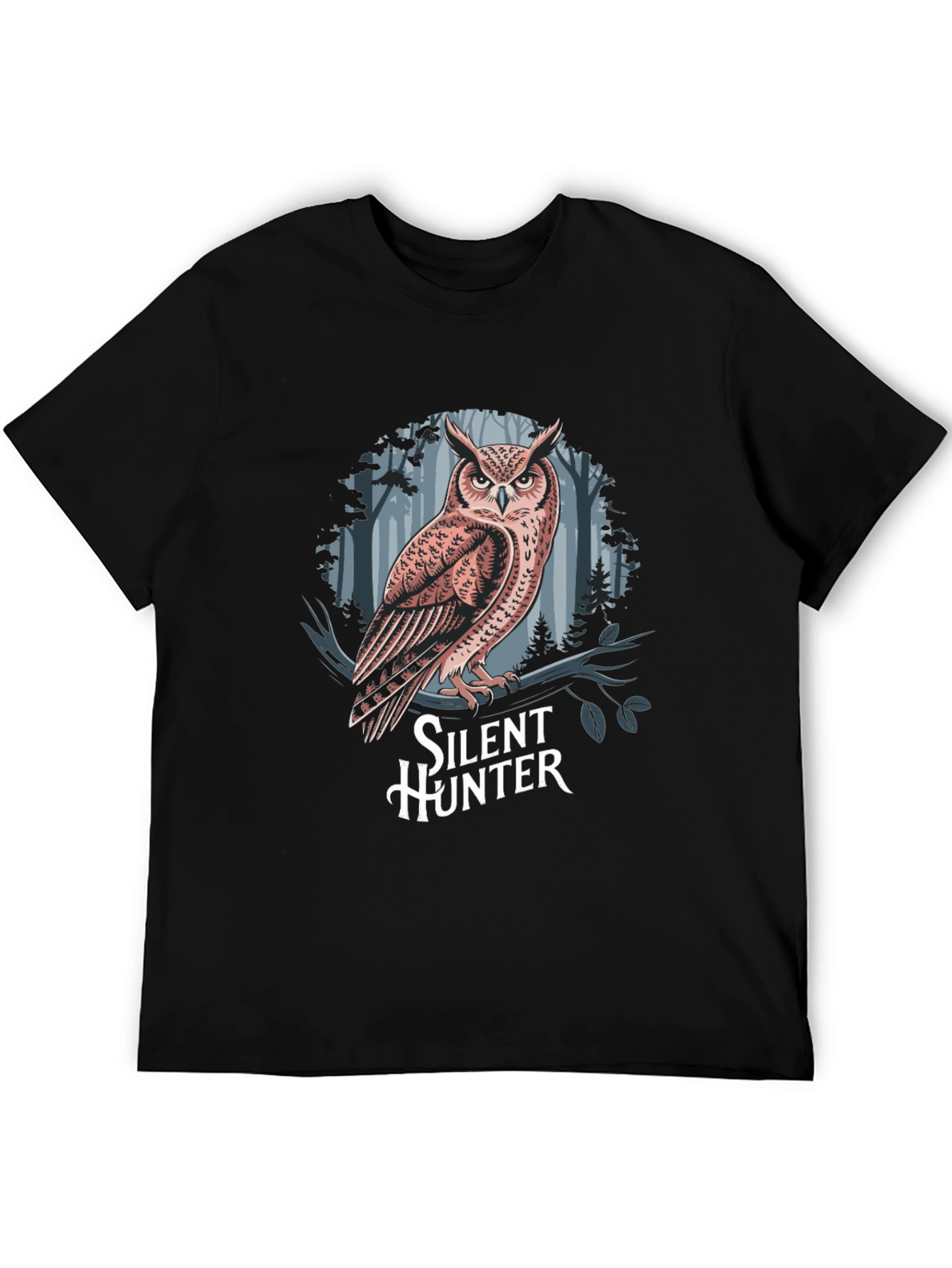 Silent Hunter Owl Graphic T-Shirt - Black