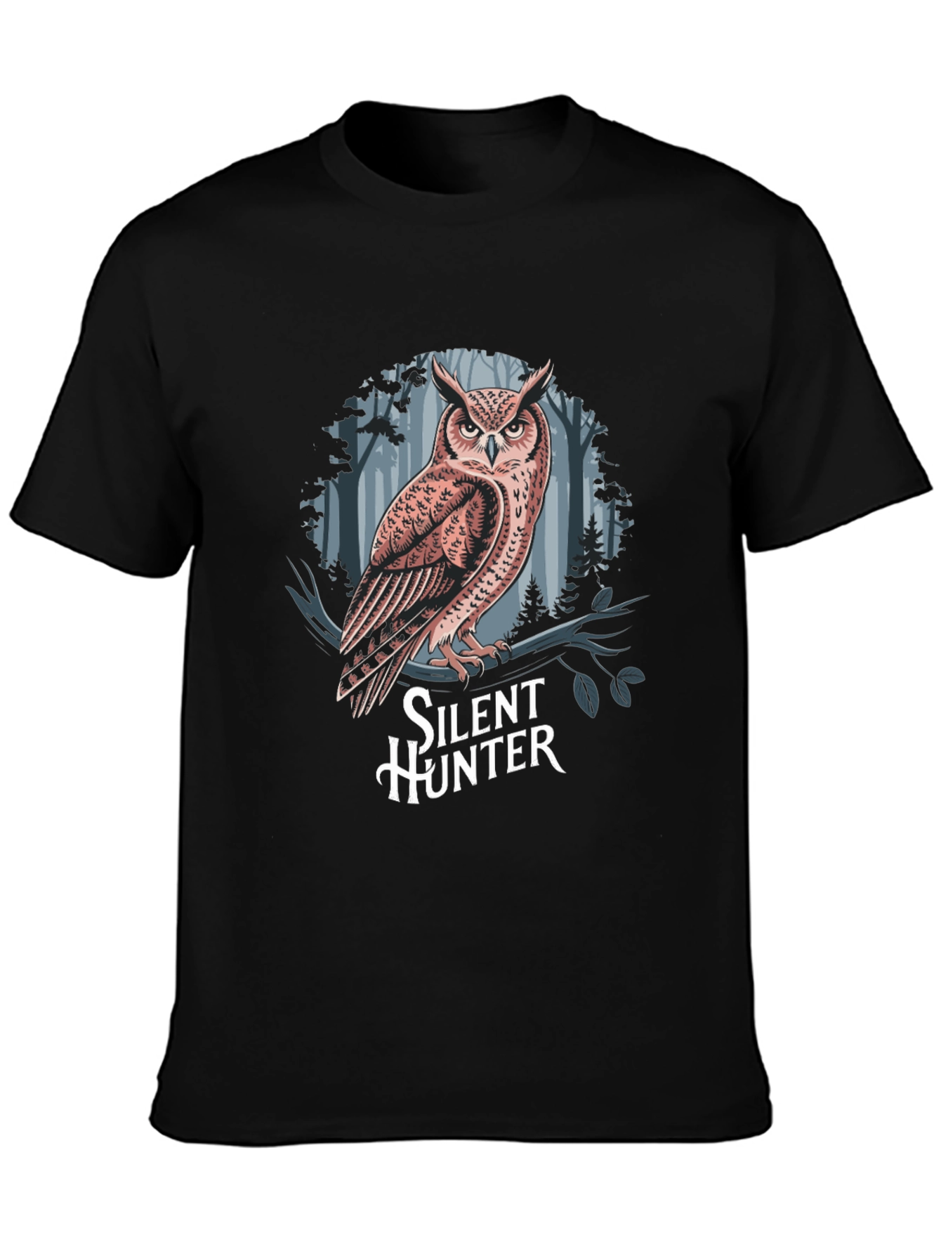 Silent Hunter Owl Graphic T-Shirt - Black