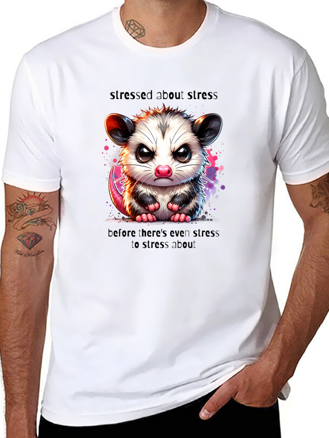 Stressed Opossum T-Shirt - Funny Graphic Tee