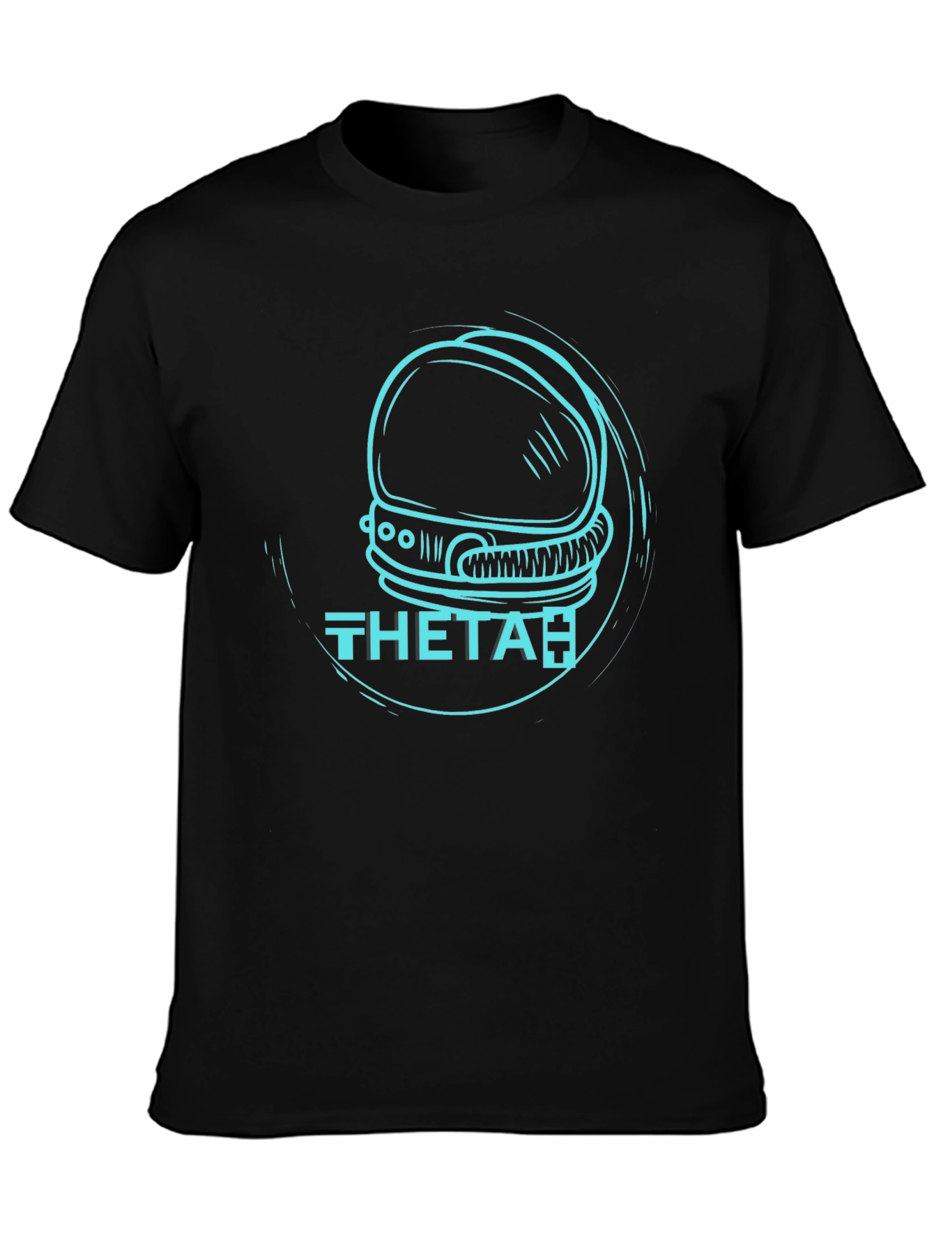 Theta Astronaut Helmet Graphic T-Shirt - Black
