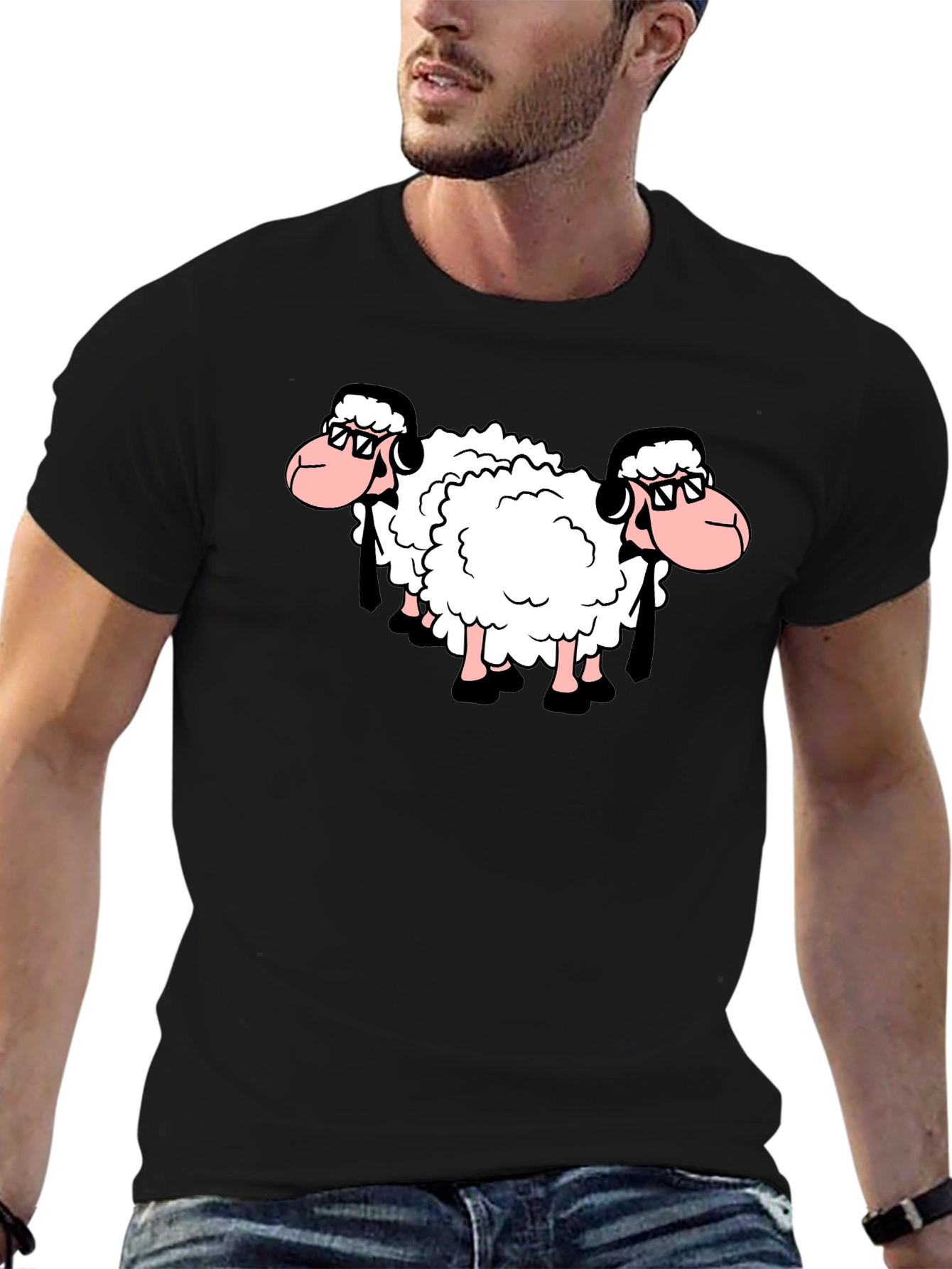 Cool Sheep T-Shirt - Black Cotton Tee