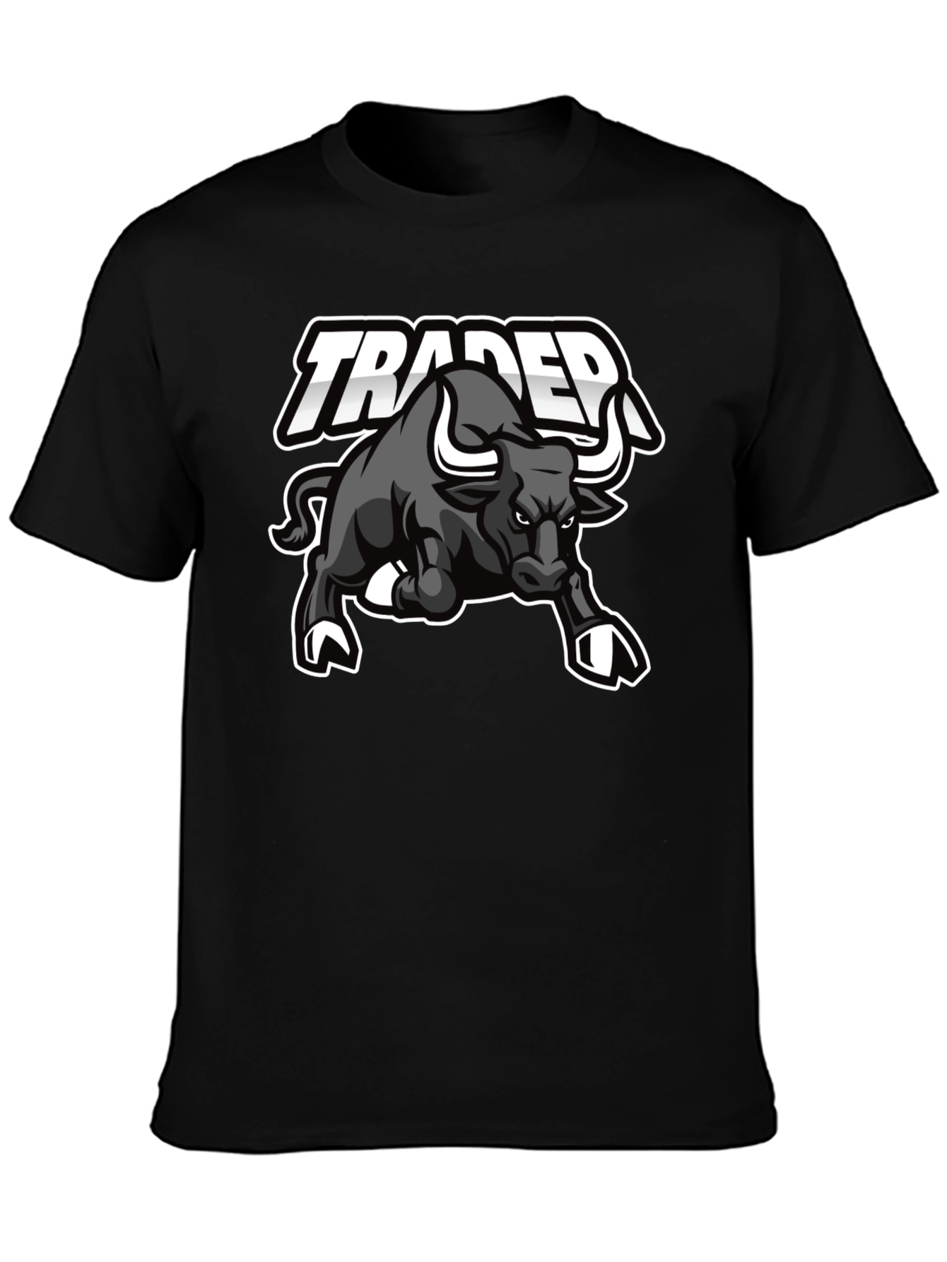 Trader Bull Graphic Tee - Black Cotton Blend