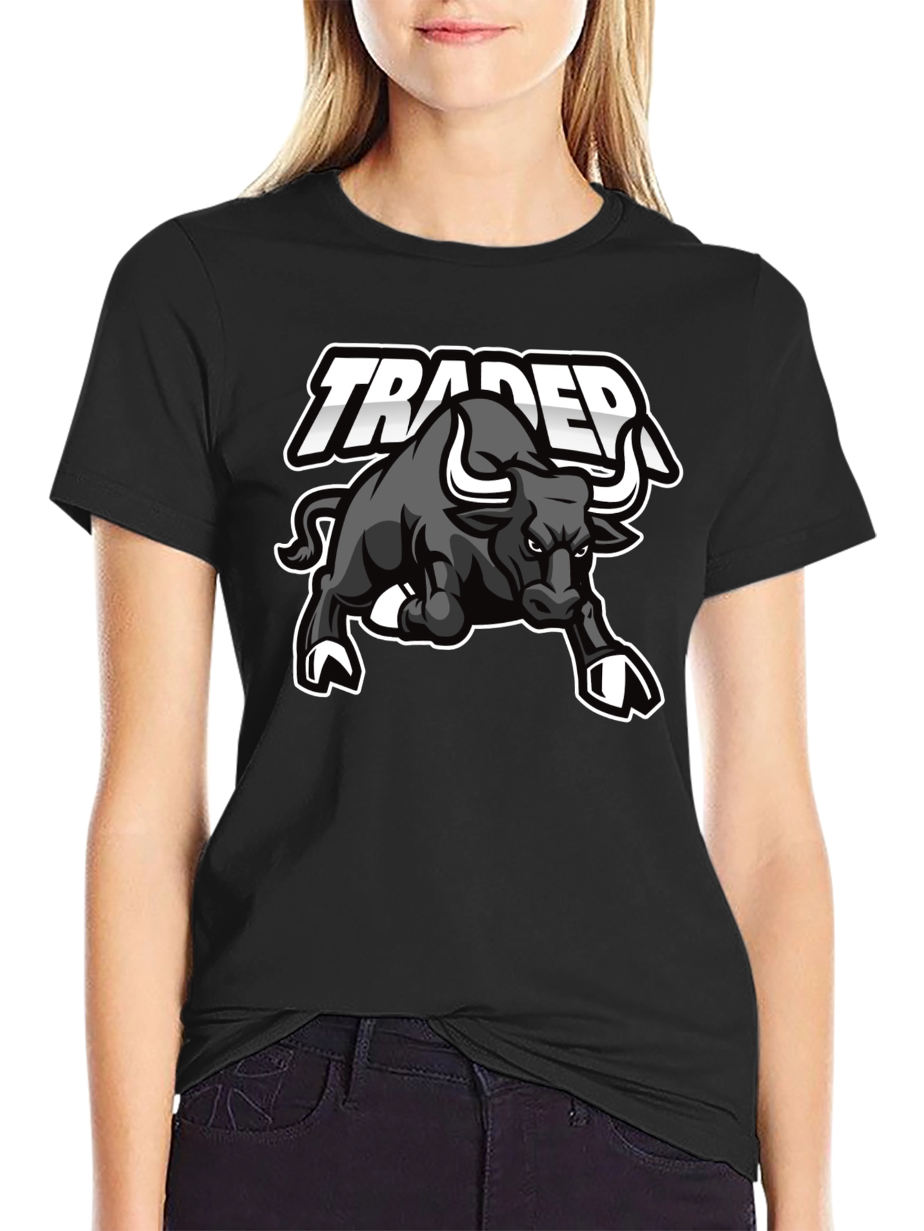 Trader Bull Graphic Tee - Black Cotton Blend