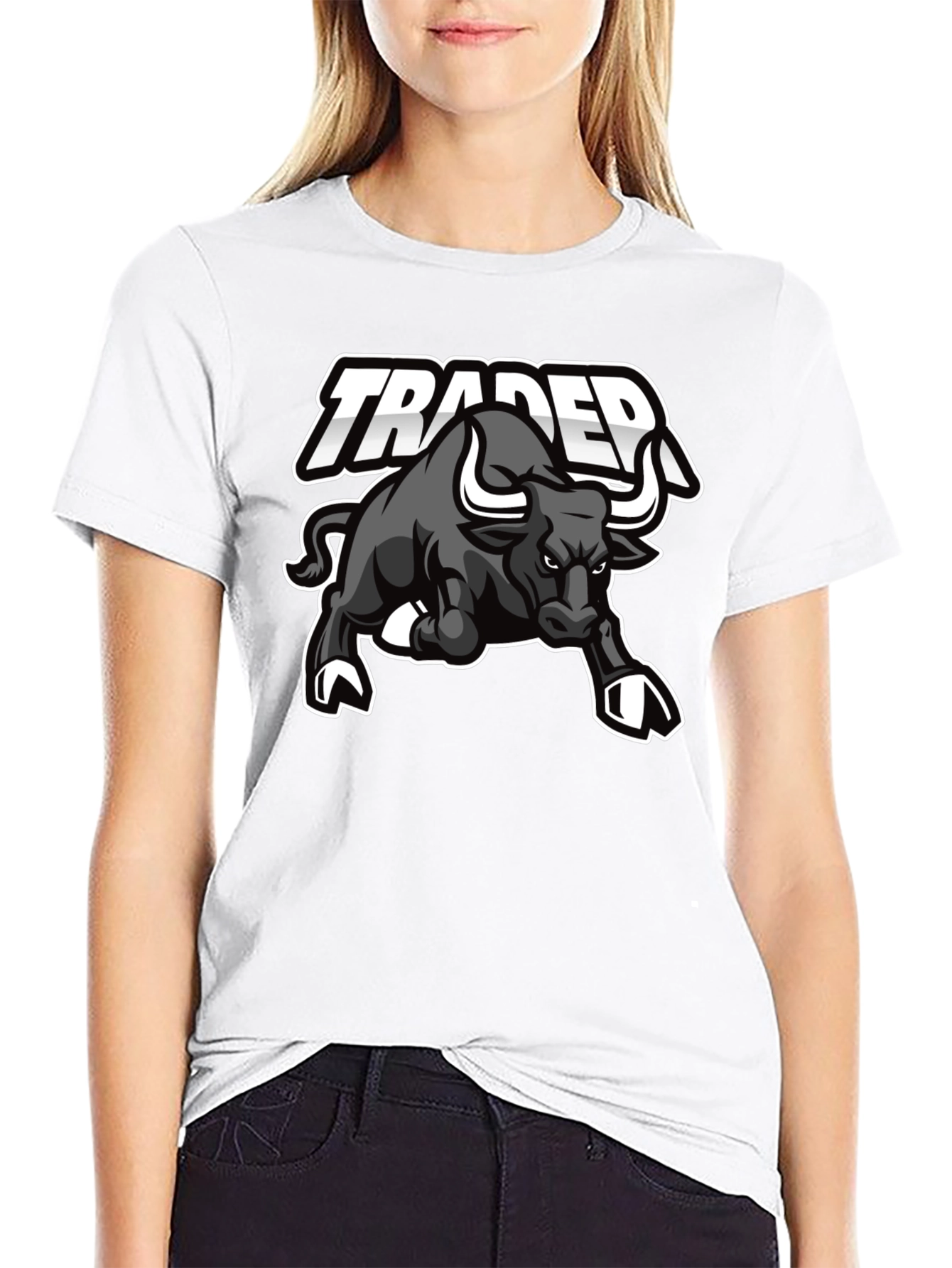 Trader Bull Graphic Tee - Black Cotton Blend
