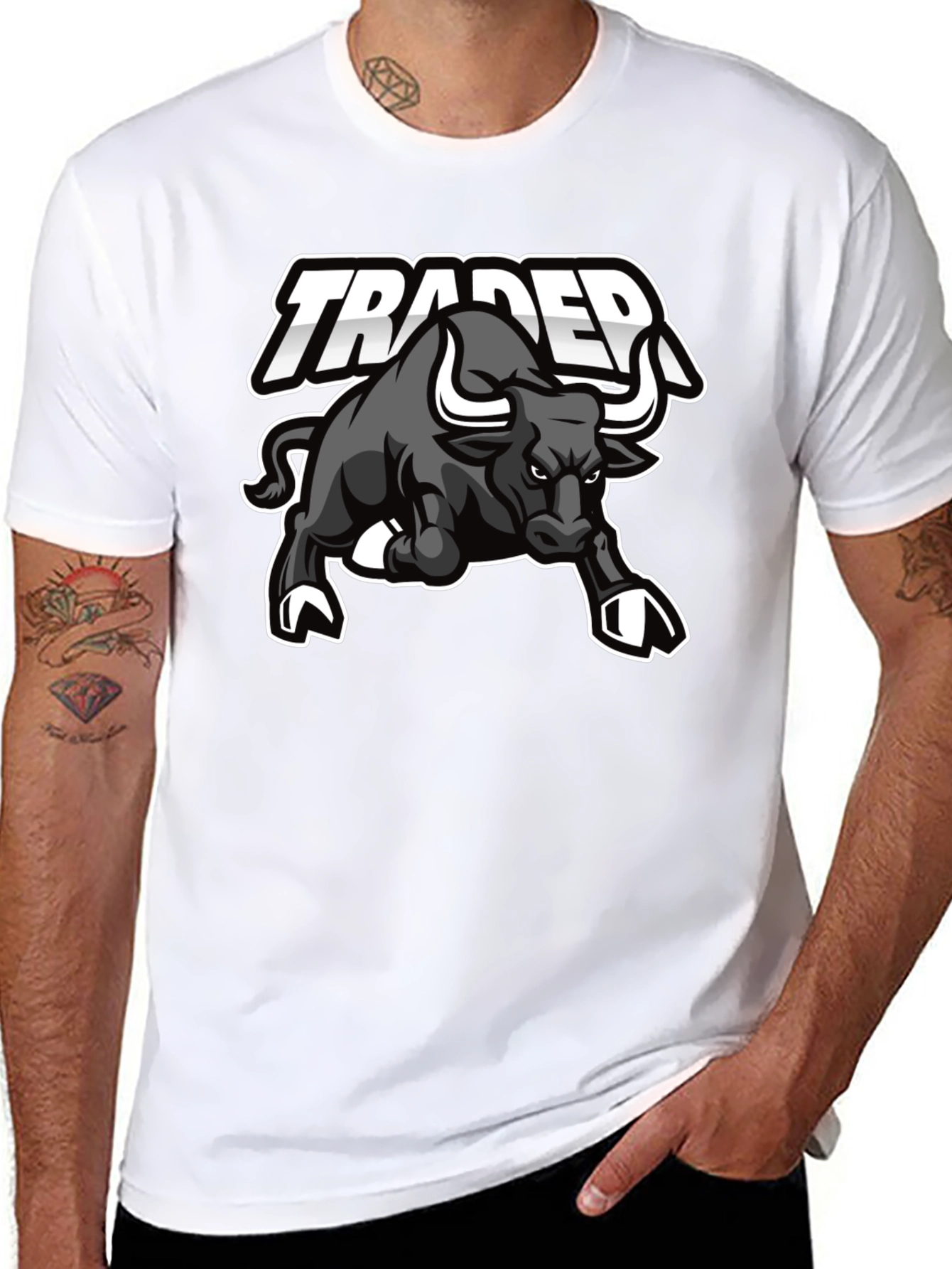 Trader Bull Graphic Tee - Black Cotton Blend