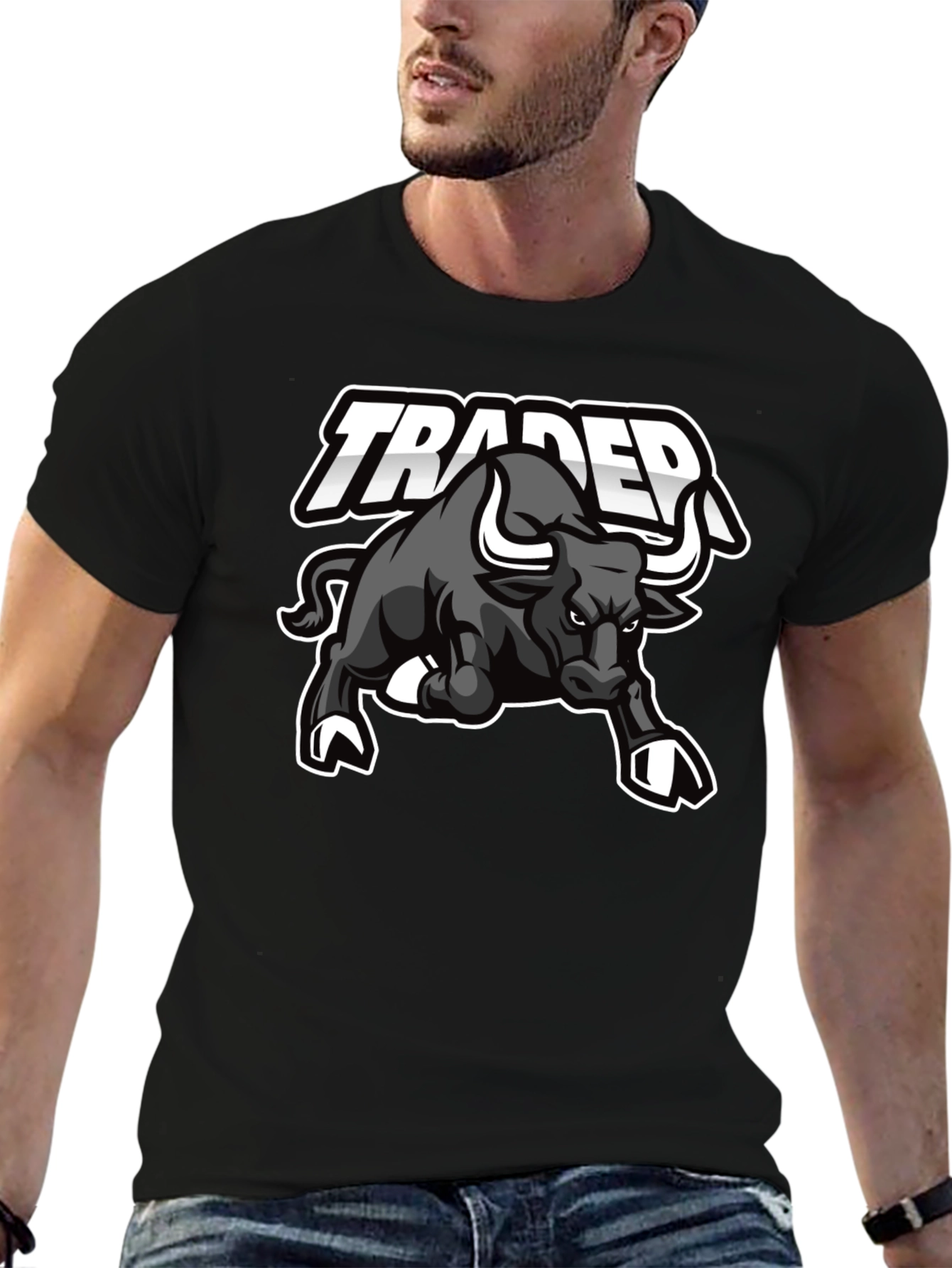 Trader Bull Graphic Tee - Black Cotton Blend