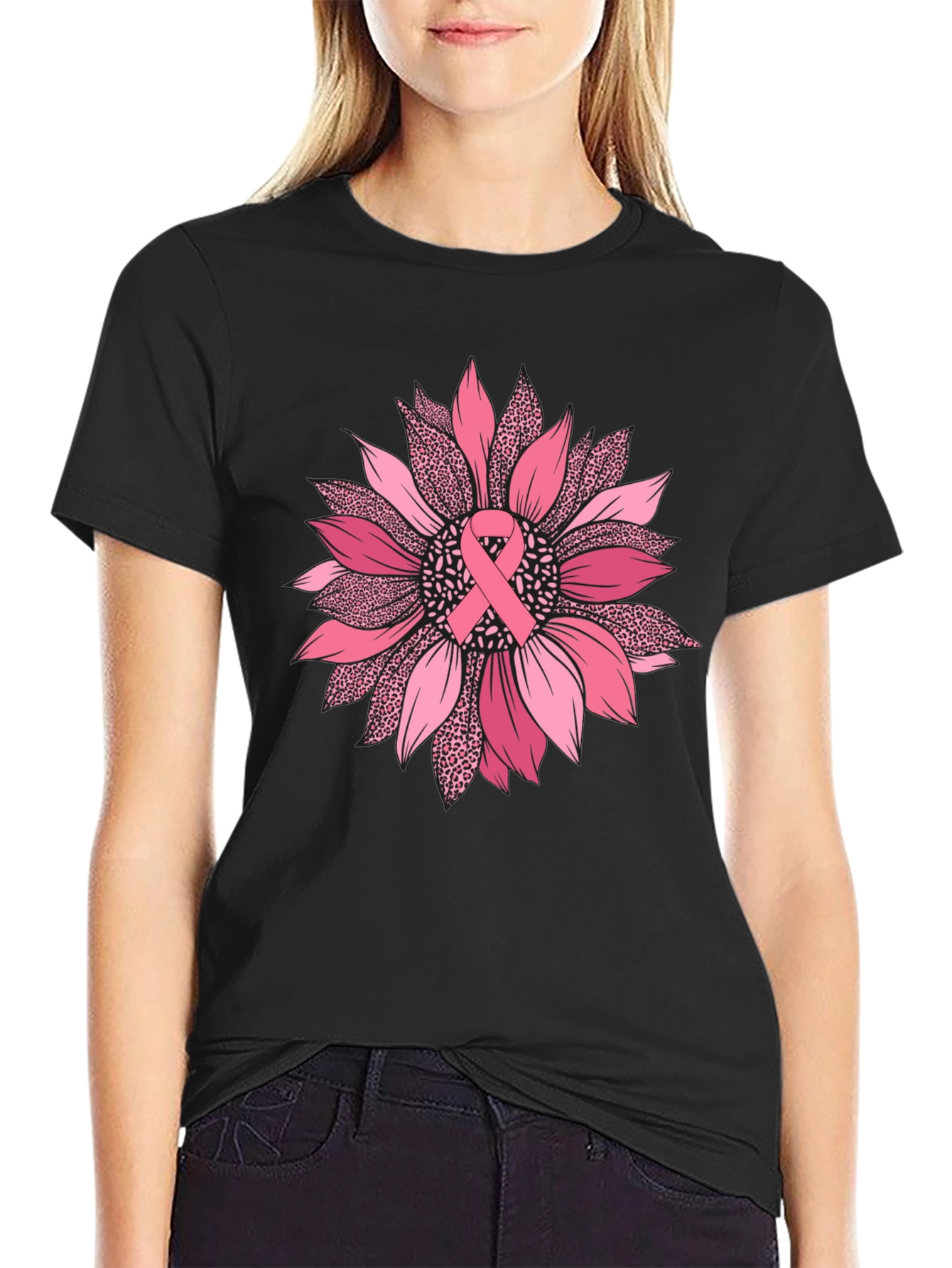 Breast Cancer Awareness Sunflower Tee