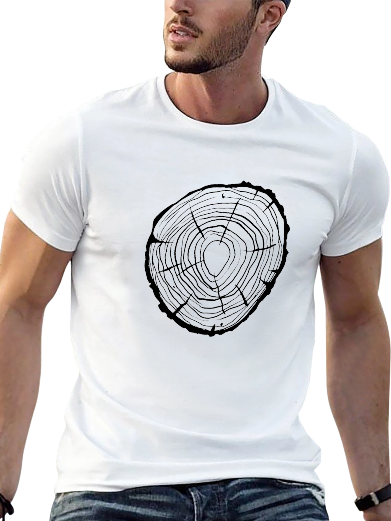 Black Tree Ring Graphic Tee - Nature Lovers Style