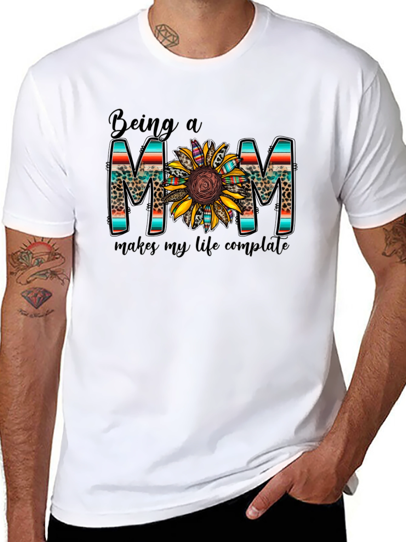 Being a Mom Graphic Tee Sunflower Design