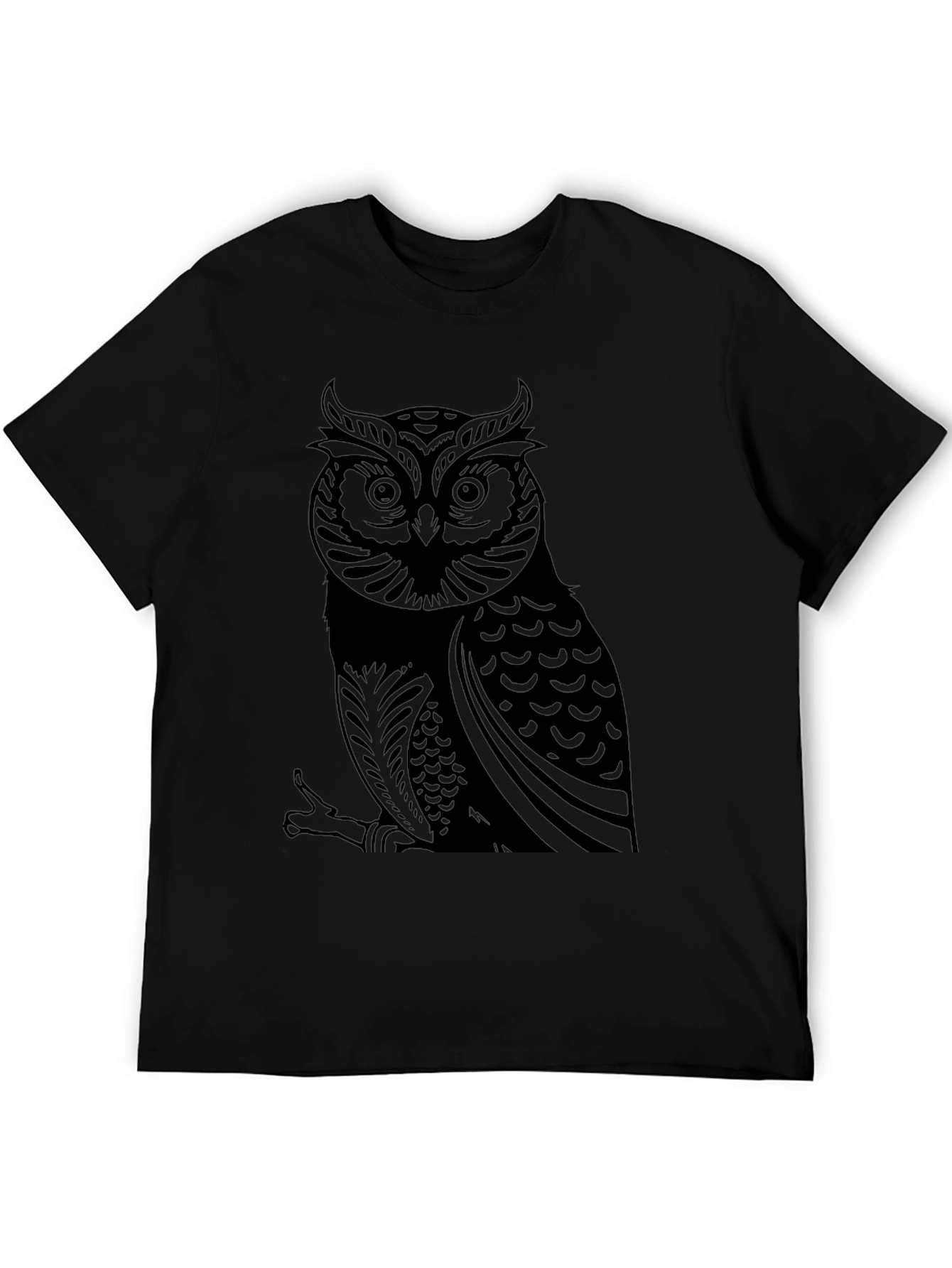 Cool Owl Graphic Print Black T-Shirt