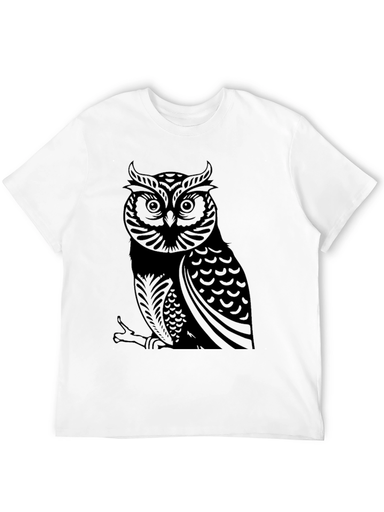 Cool Owl Graphic Print Black T-Shirt