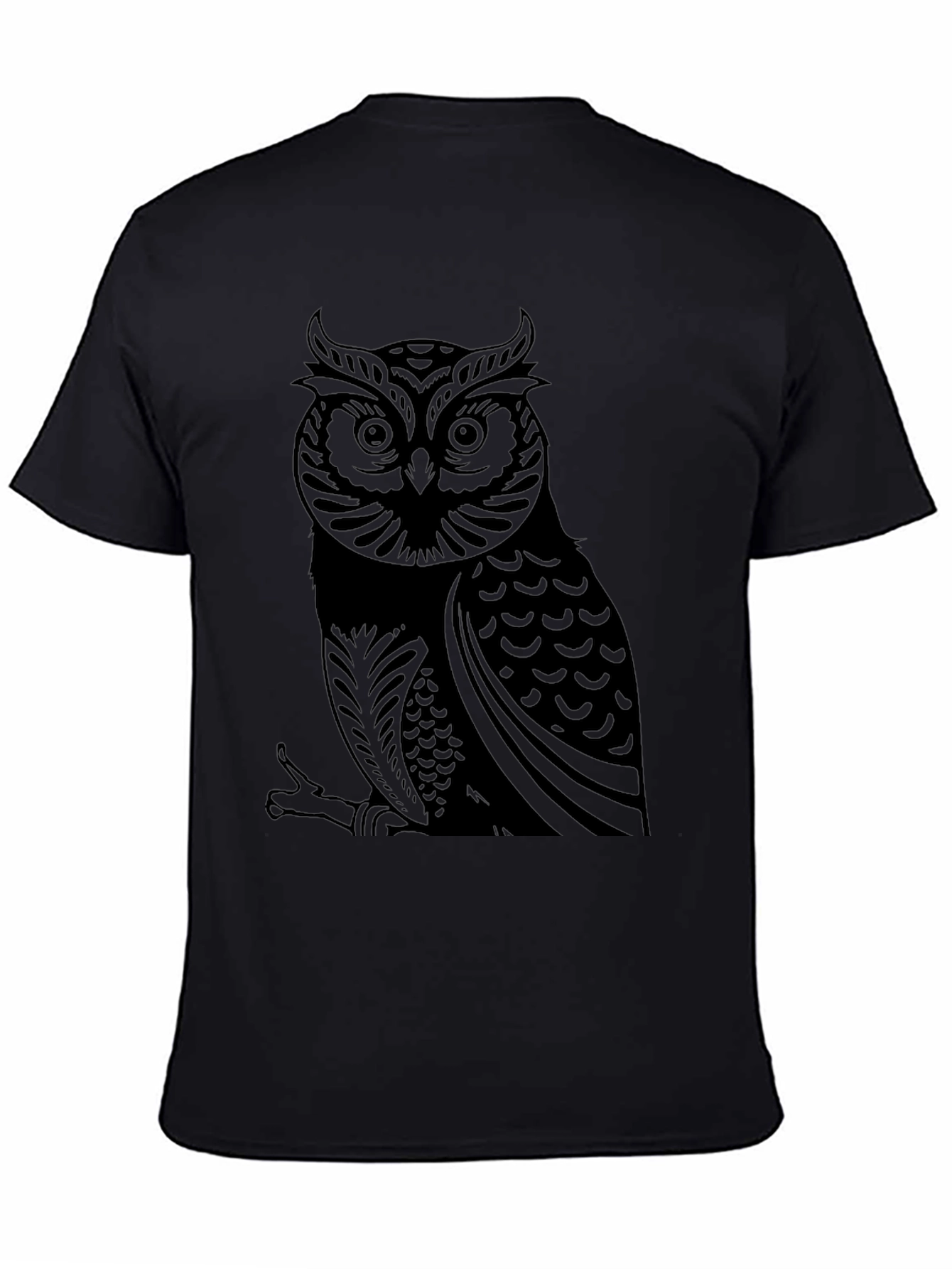 Cool Owl Graphic Print Black T-Shirt