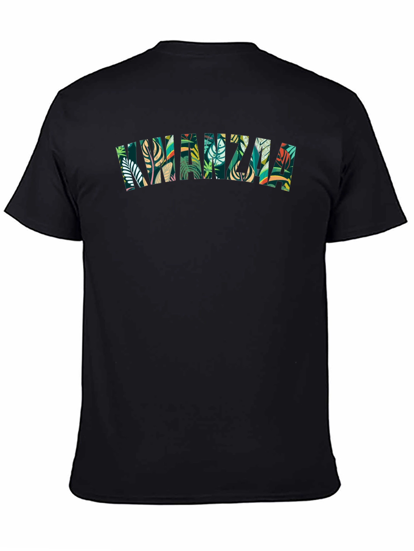 Kwanzaa Leaf Print Tee - Black Cotton Casual Shirt