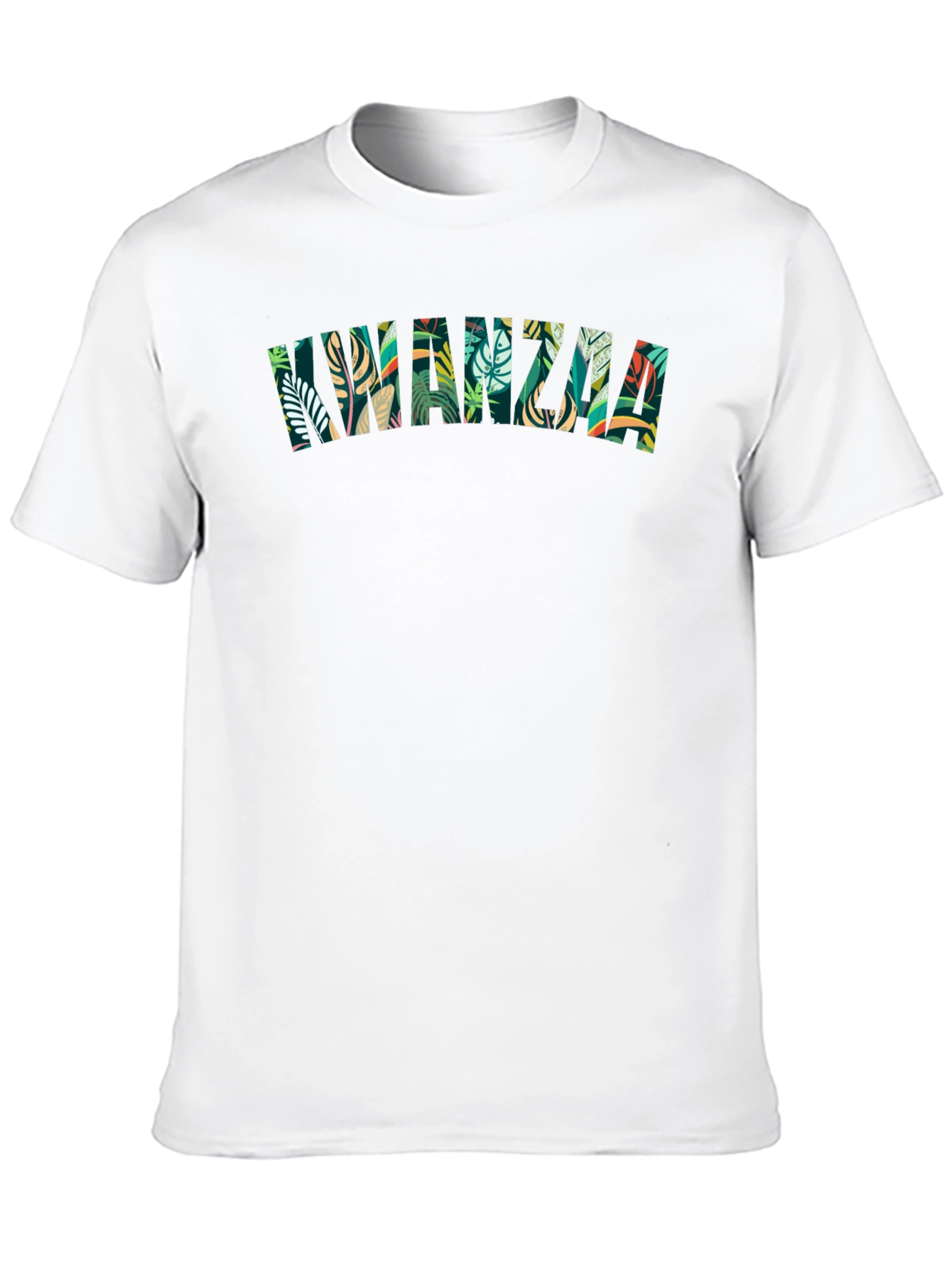 Kwanzaa Leaf Print Tee - Black Cotton Casual Shirt