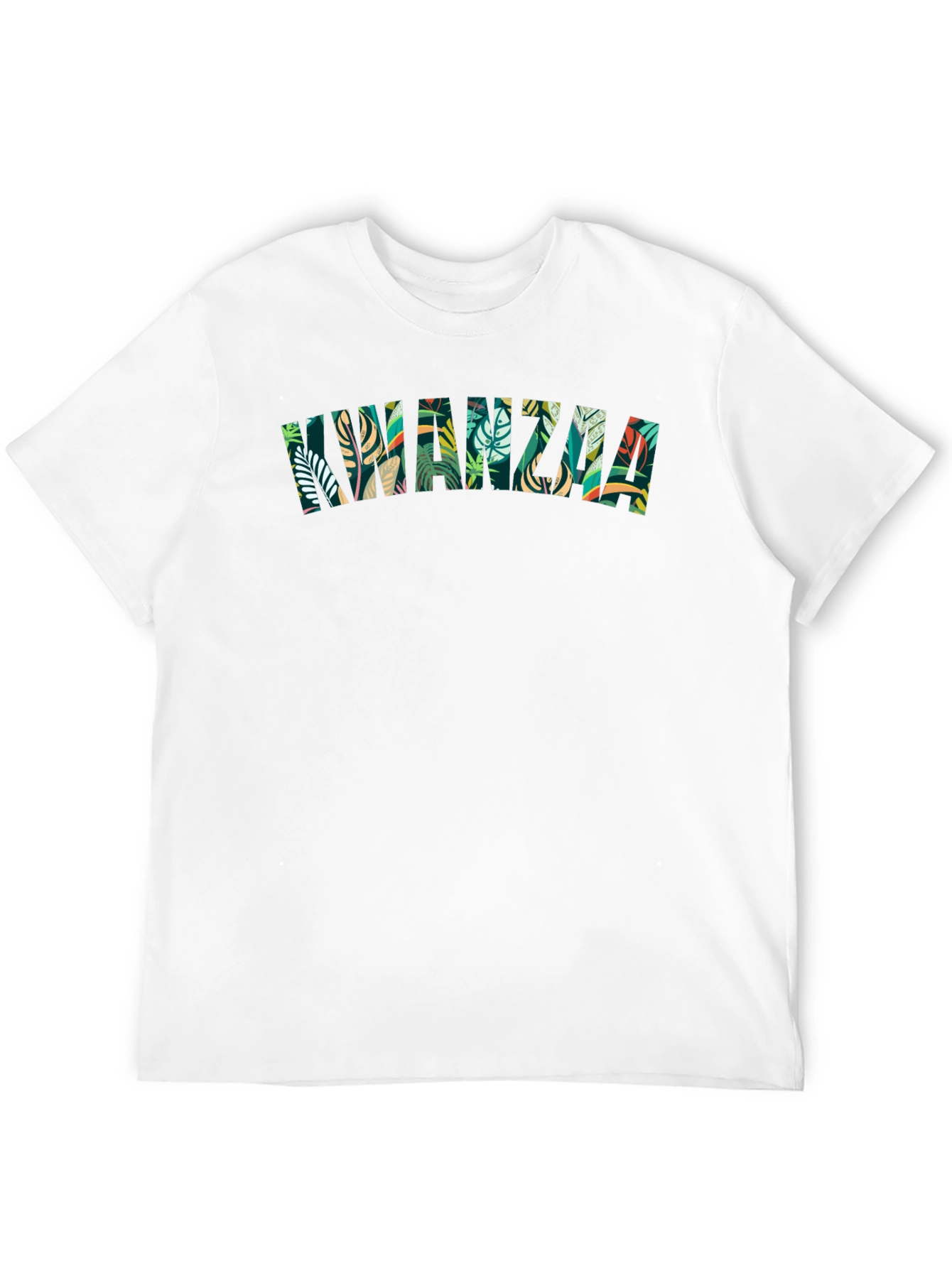 Kwanzaa Leaf Print Tee - Black Cotton Casual Shirt