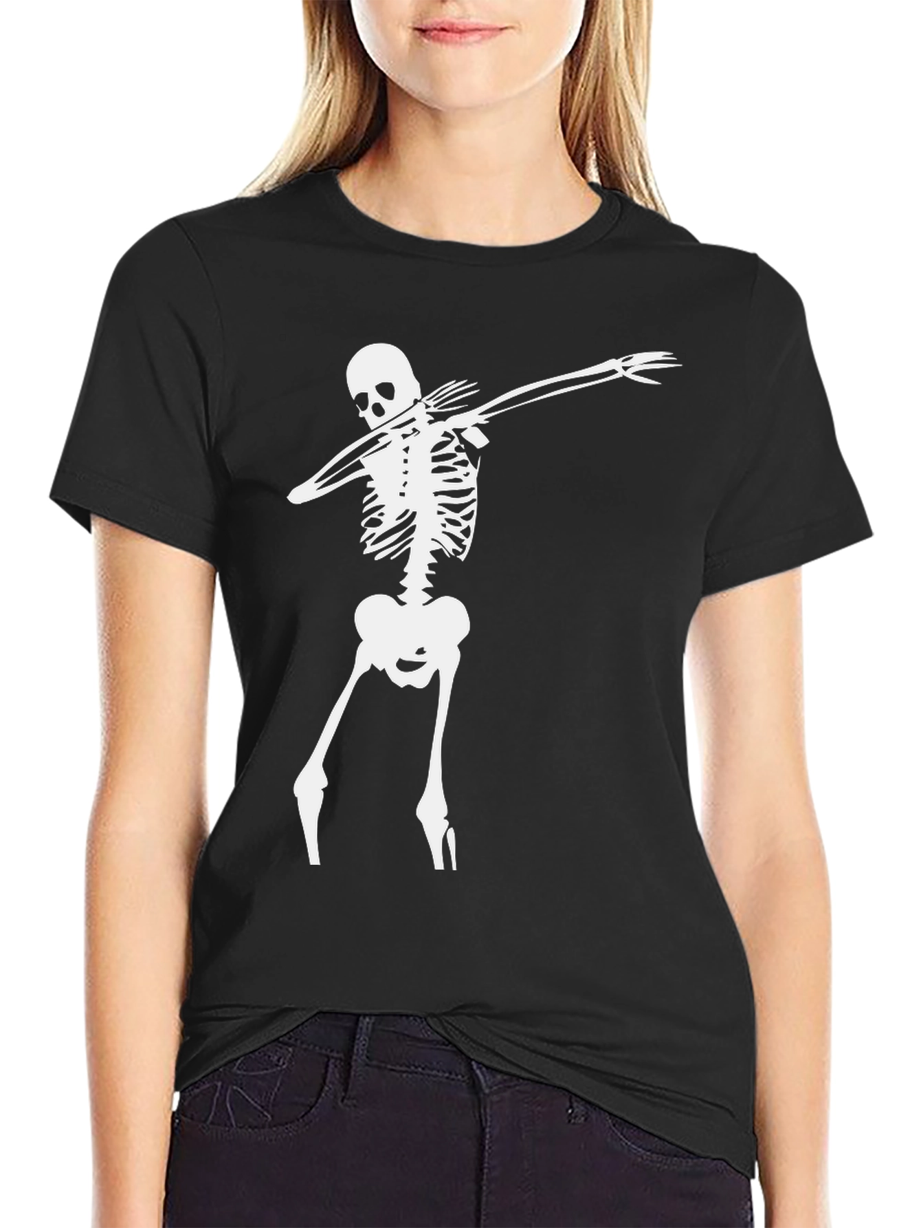 Dabbing Skeleton Graphic T-Shirt - Black