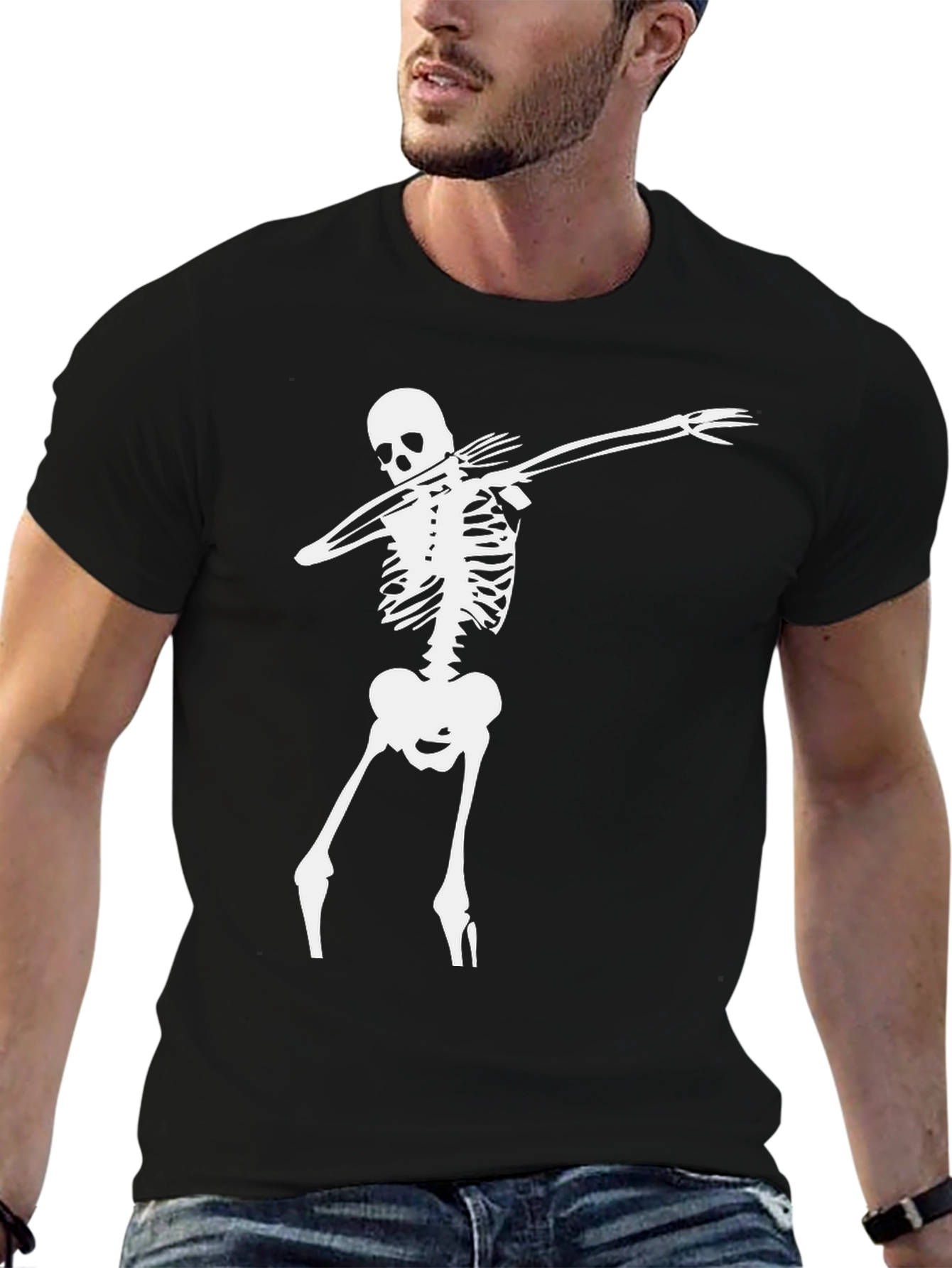 Dabbing Skeleton Graphic T-Shirt - Black