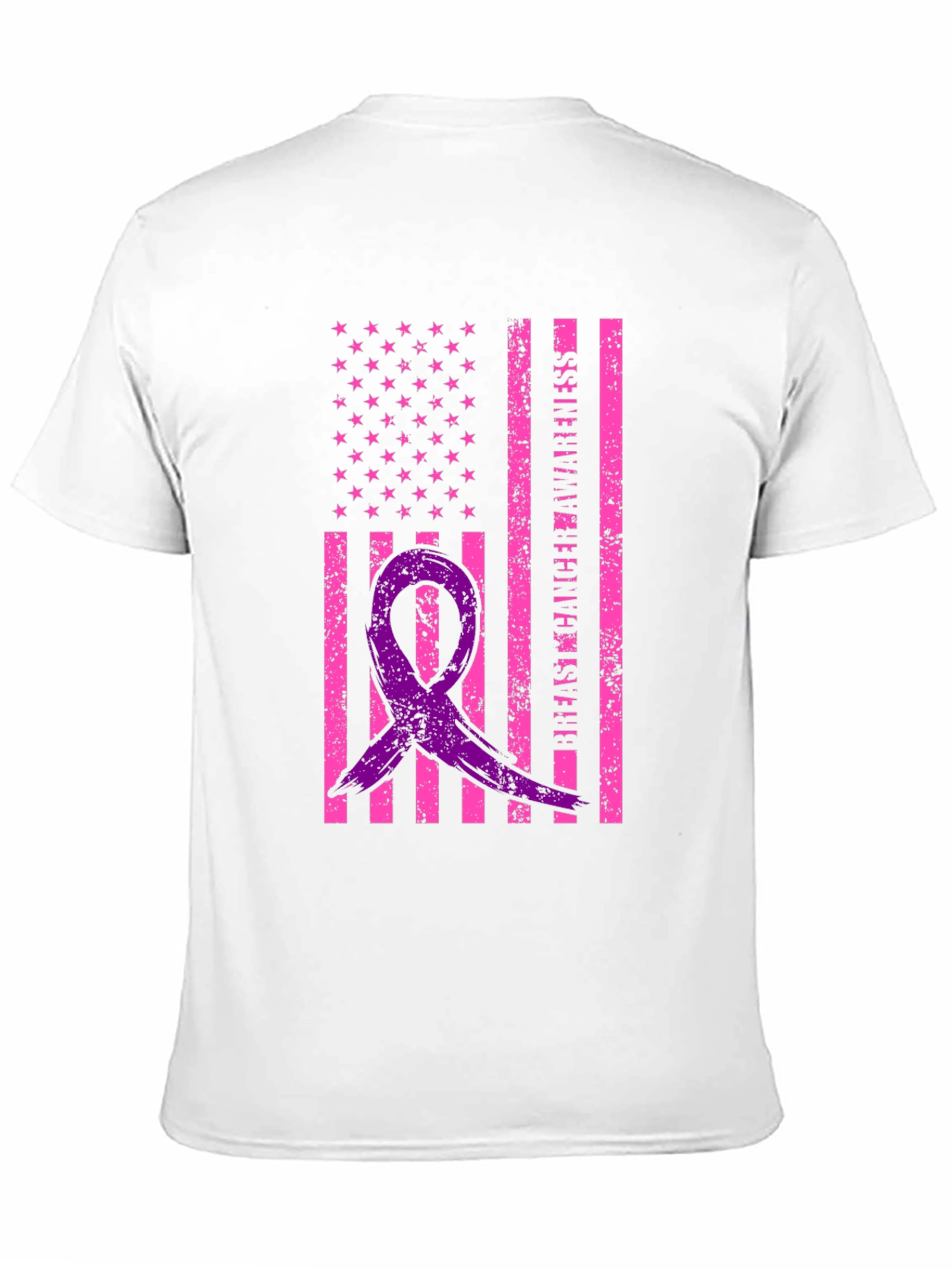 Breast Cancer Awareness Ribbon USA Flag Graphic Tee