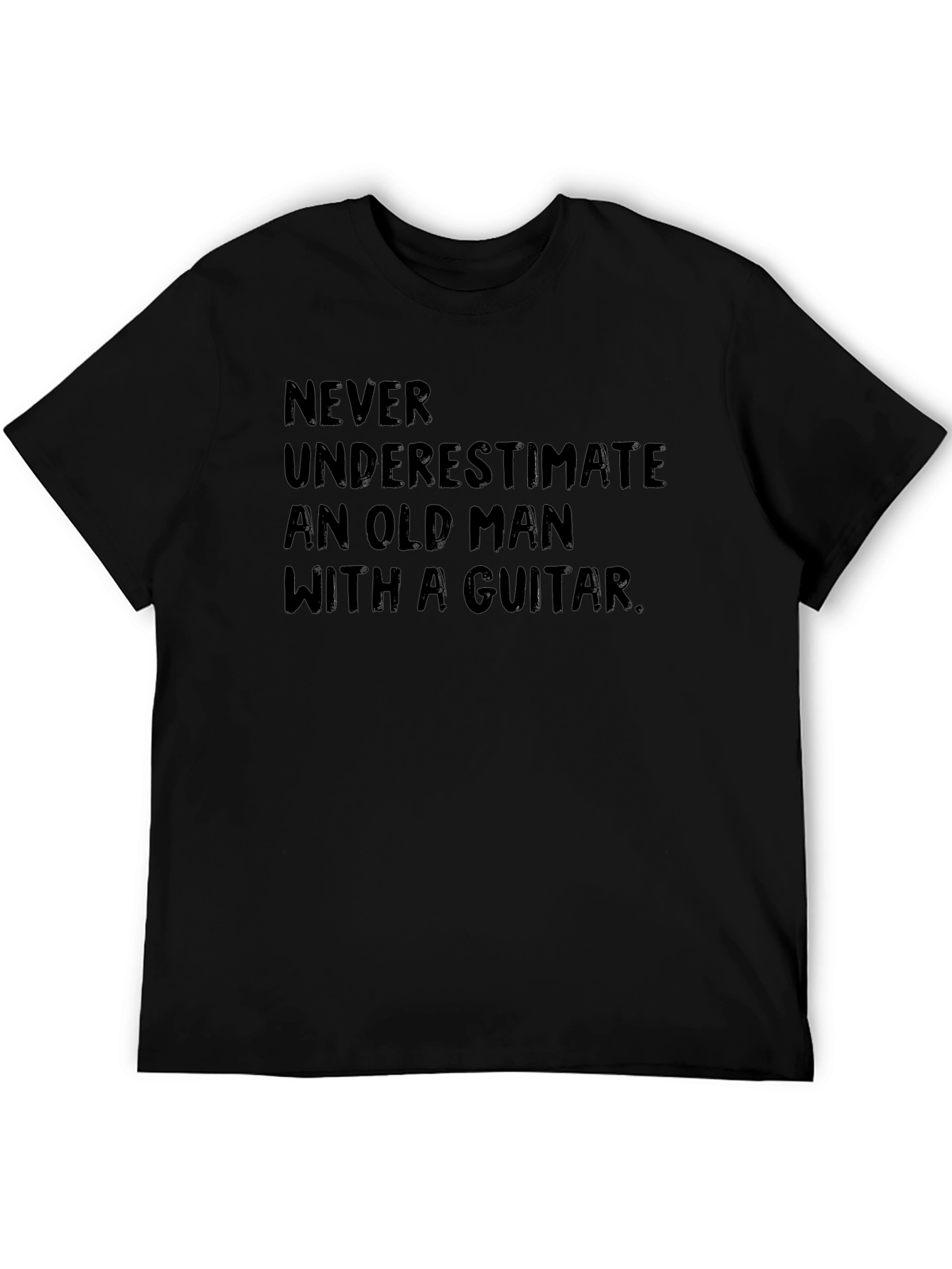 Never Underestimate T-Shirt Old Man Guitar Black