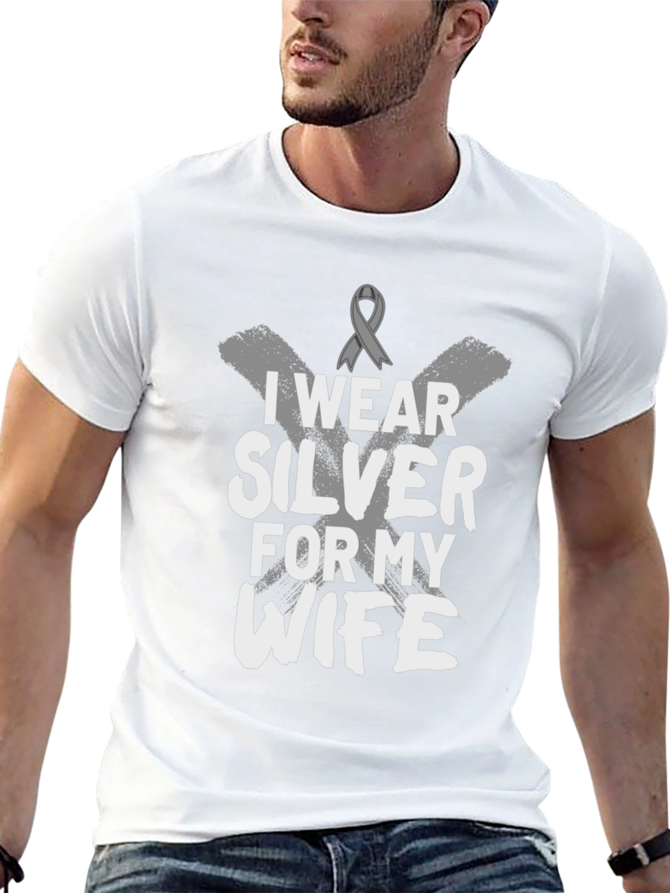 I Wear Silver for My Wife T-Shirt