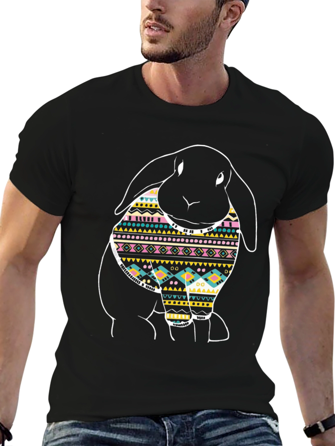 Rabbit Graphic Black T-Shirt