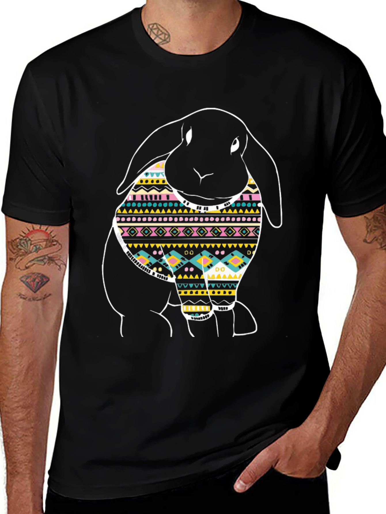 Rabbit Graphic Black T-Shirt