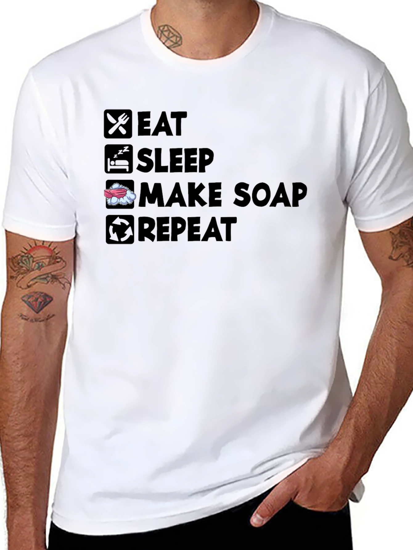Eat Sleep Make Soap Repeat Black T-Shirt