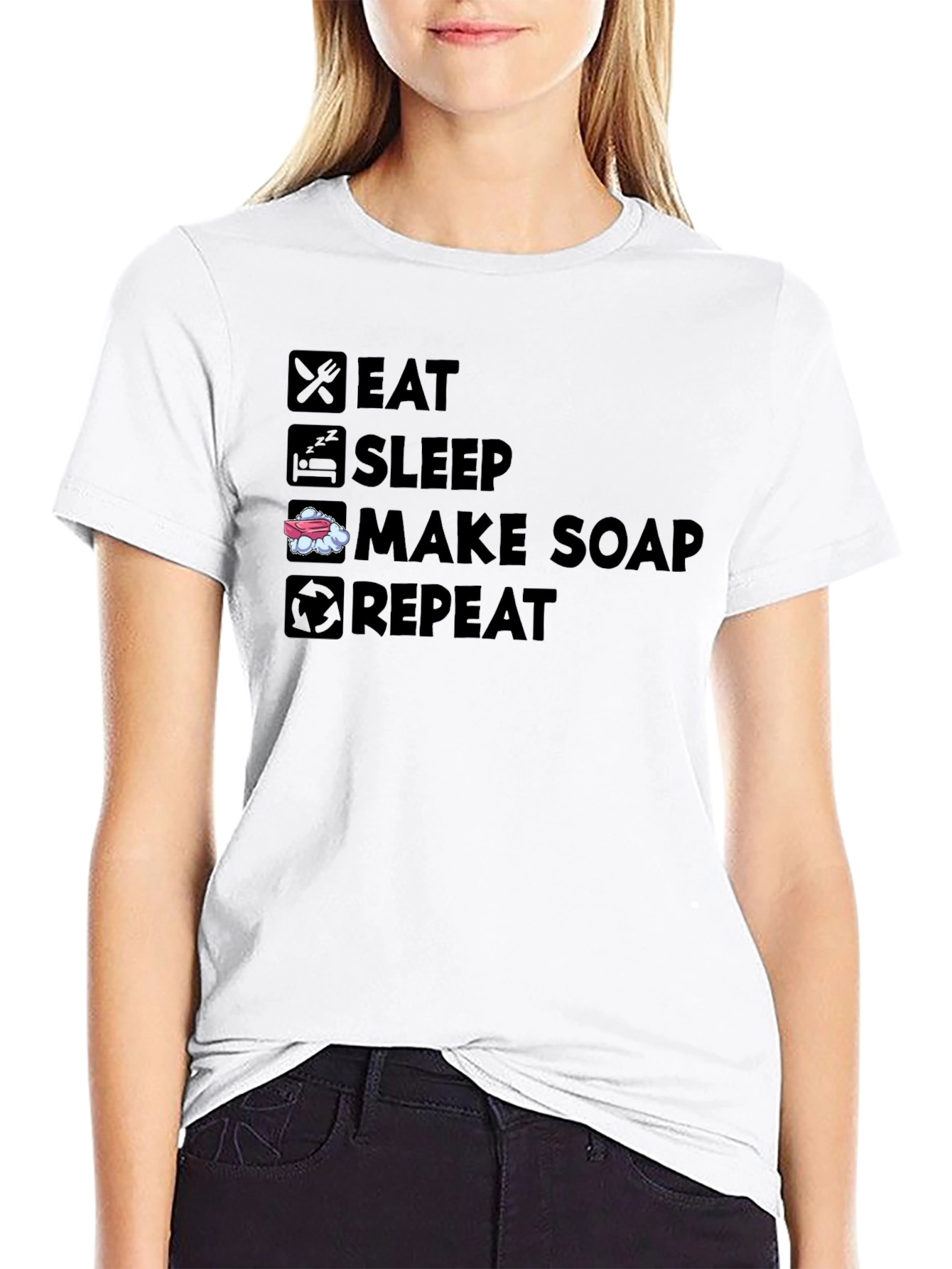 Eat Sleep Make Soap Repeat Black T-Shirt