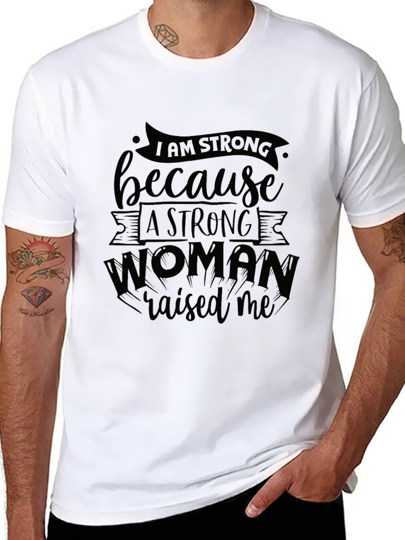 I Am Strong Black Graphic T-Shirt