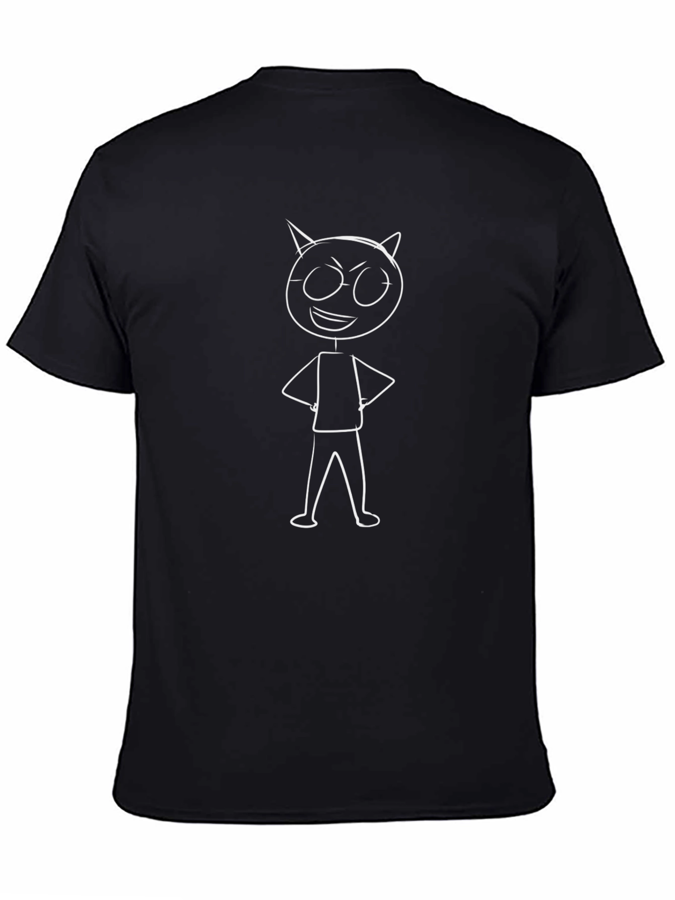 Cartoon Devil Graphic Tee - Black Cotton T-Shirt