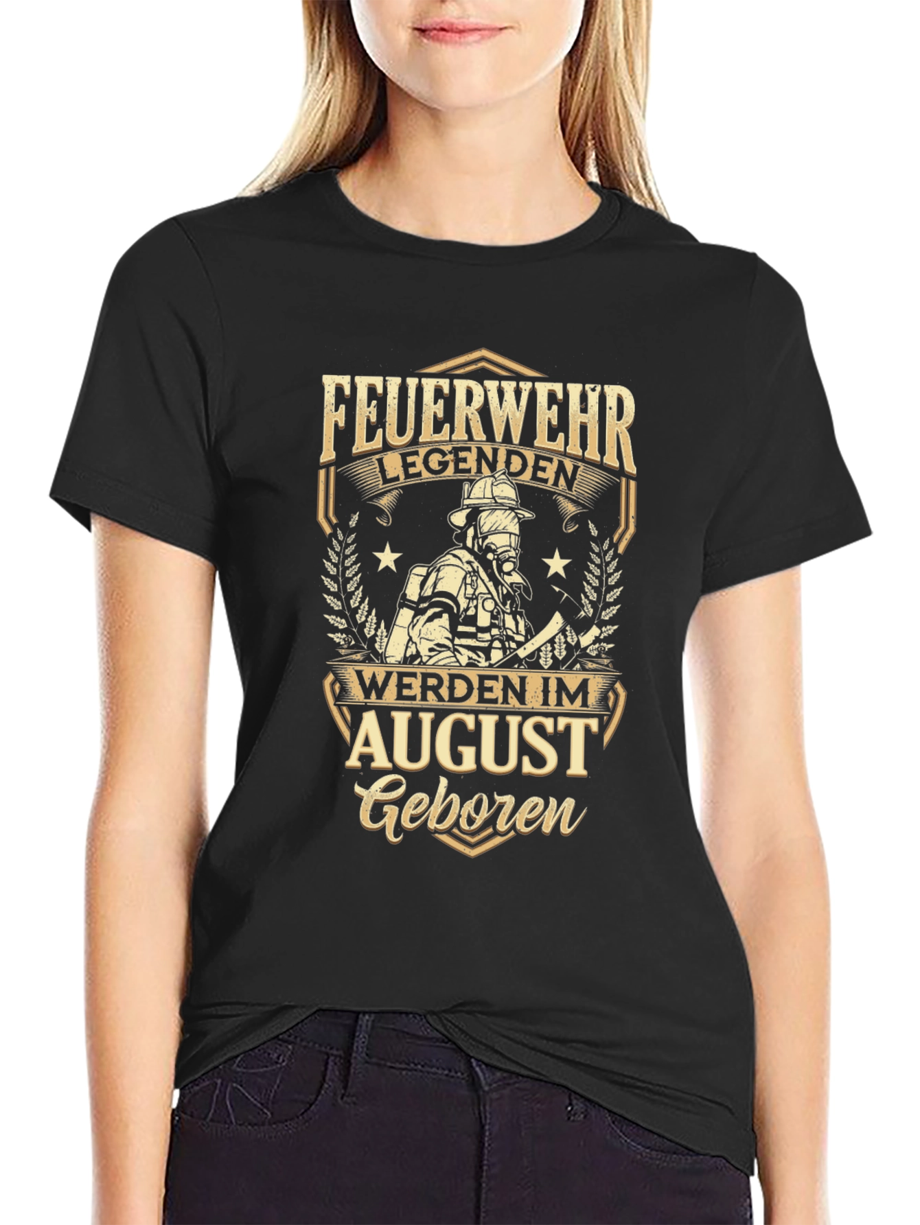 Firefighter Legend August Birthday Black T-Shirt