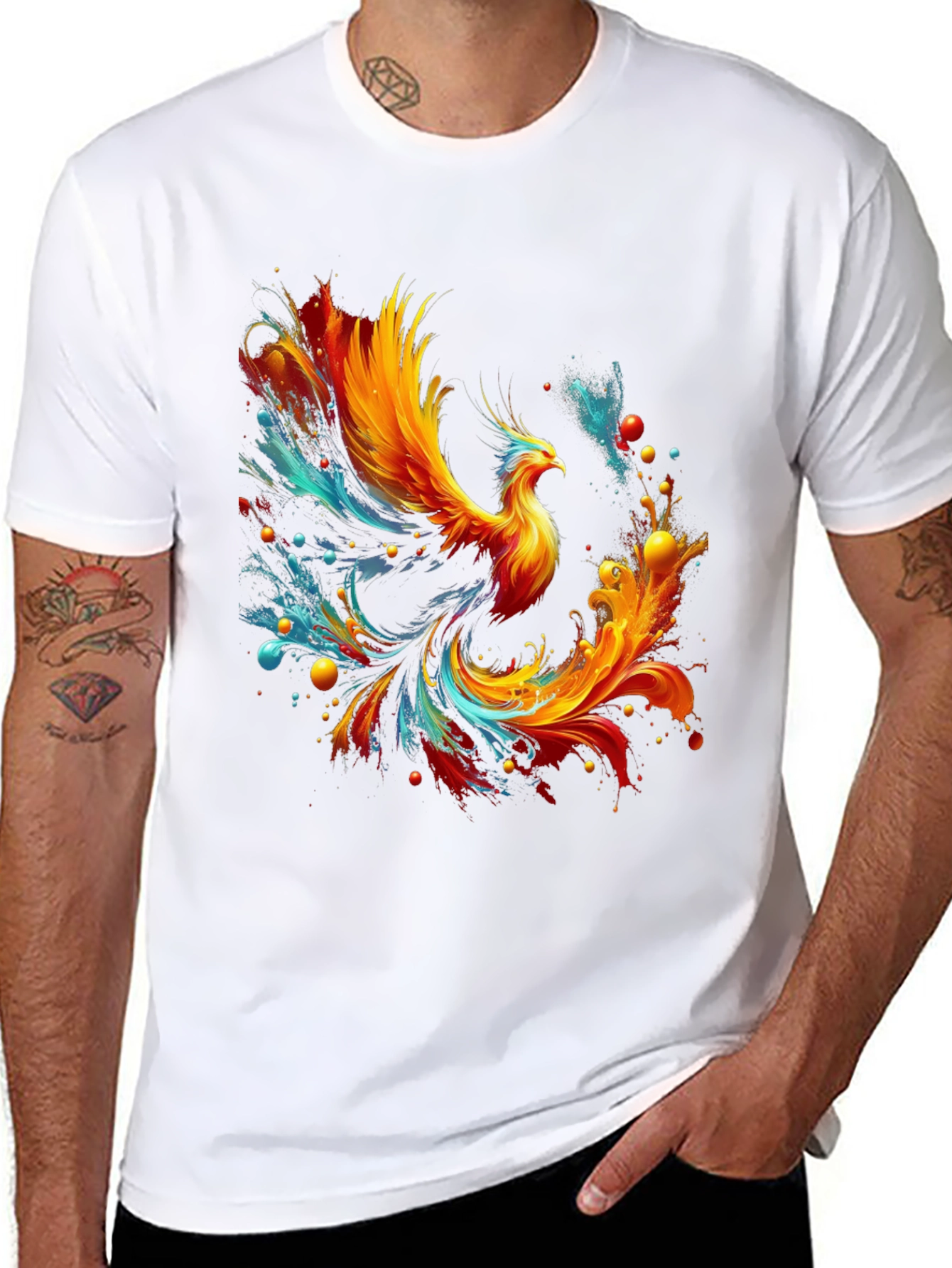 Fiery Phoenix Graphic Tee - Mens Black T-Shirt