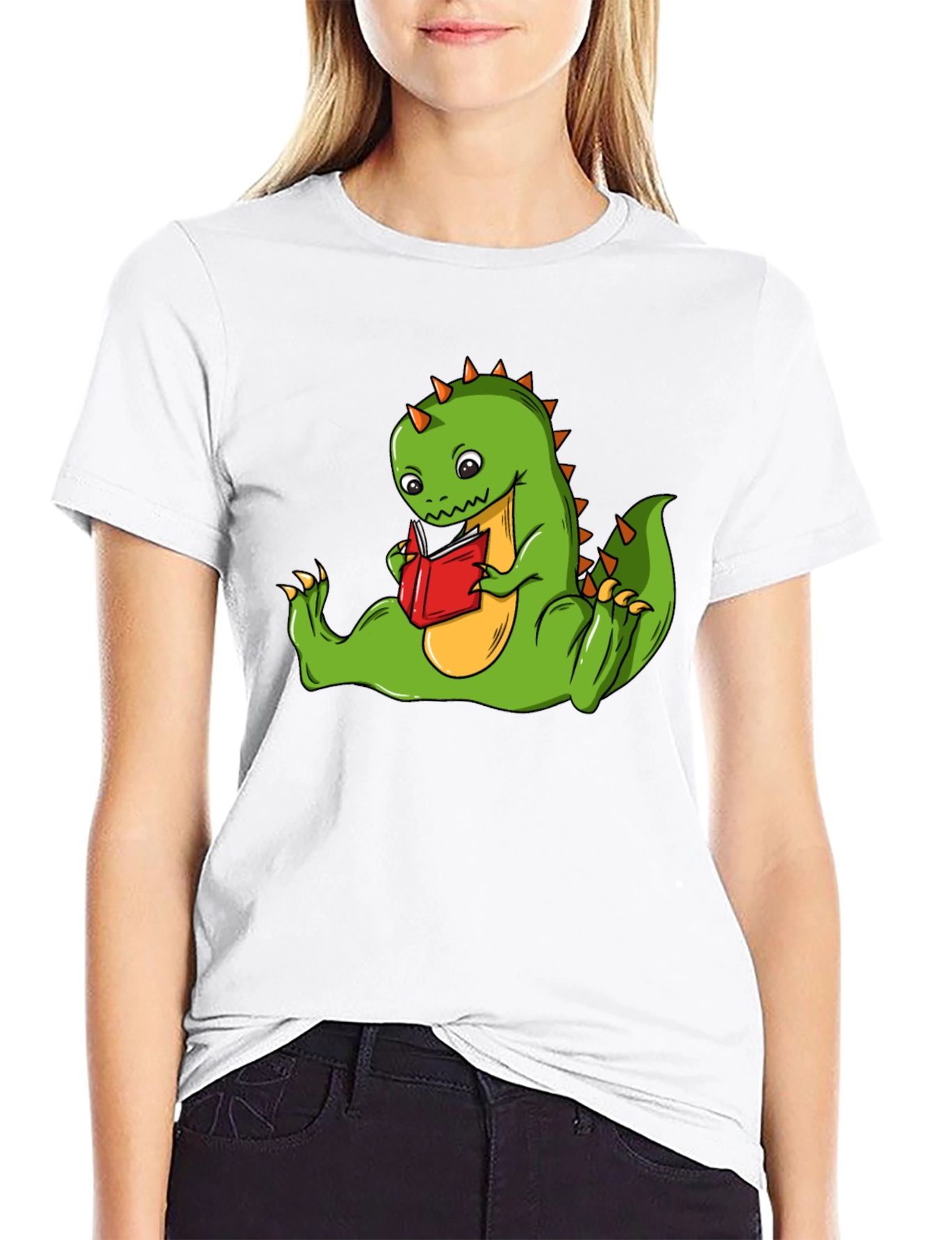 Dinosaur Reading Book T-Shirt - Fun Graphic Tee
