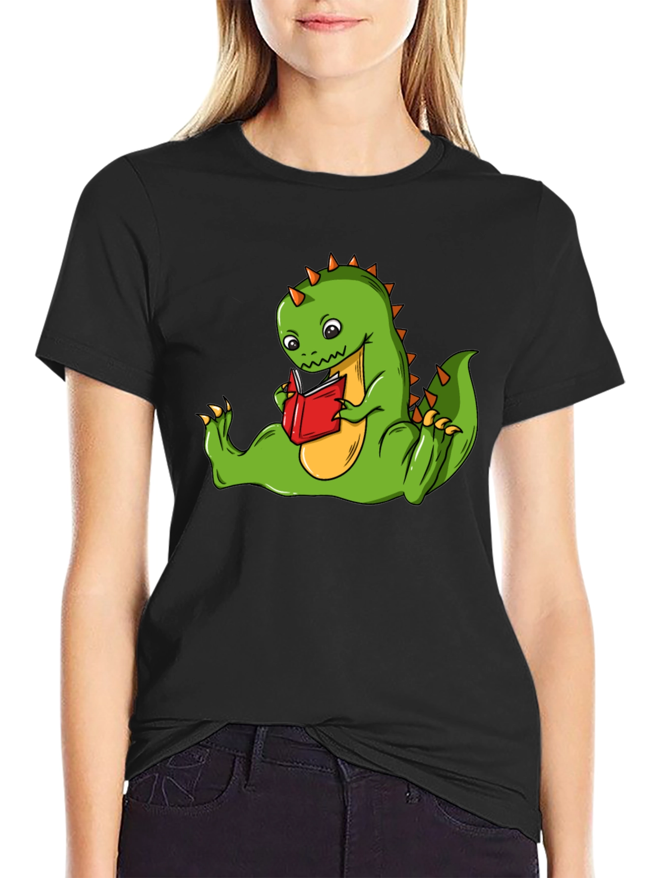 Dinosaur Reading Book T-Shirt - Fun Graphic Tee