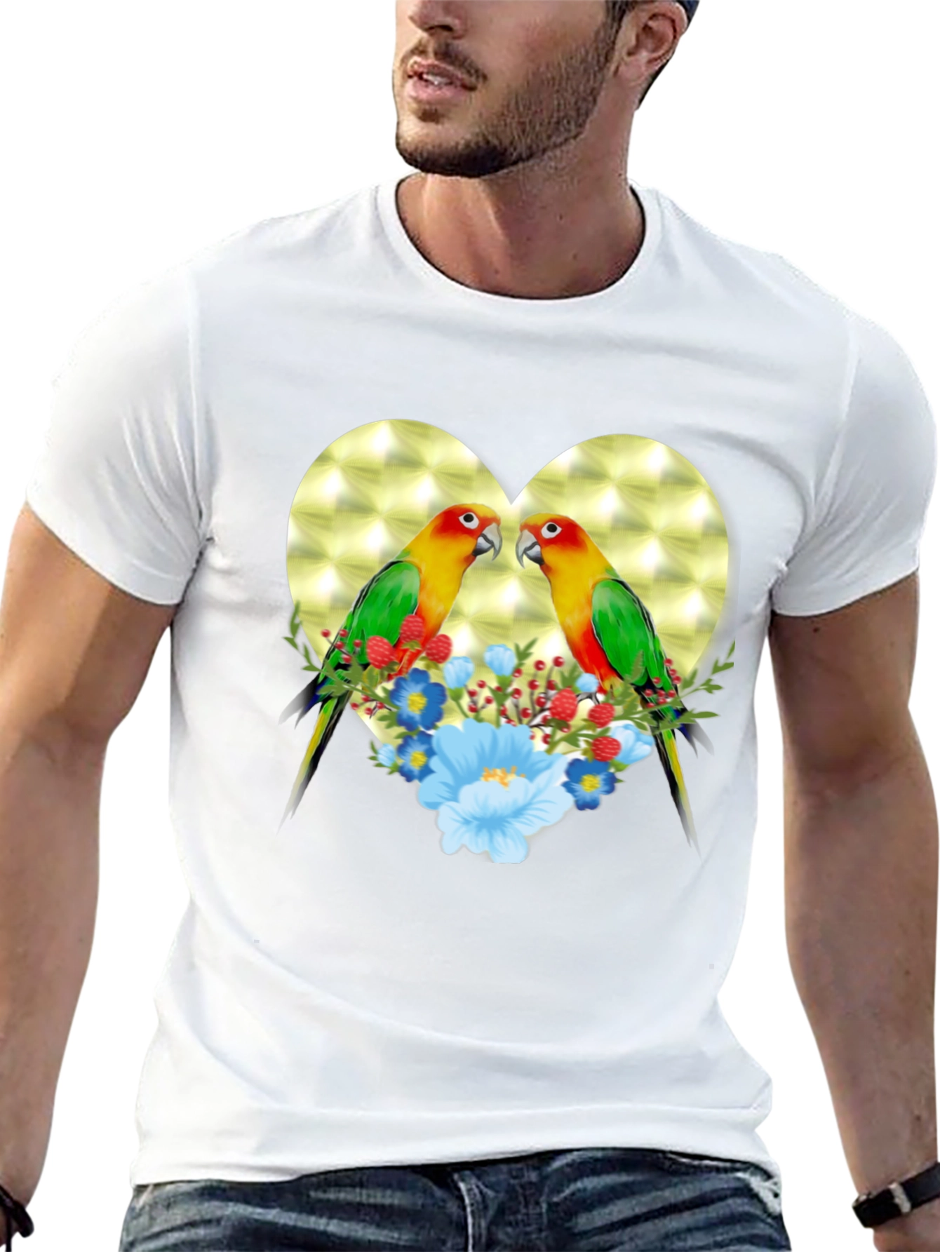 Lovebird Heart Floral Graphic Tee